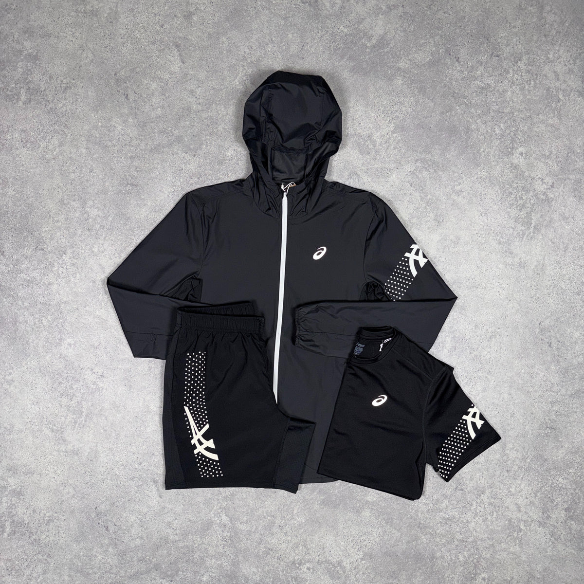 Asics Icon 4 Piece Tracksuit and Shorts Set Black/White