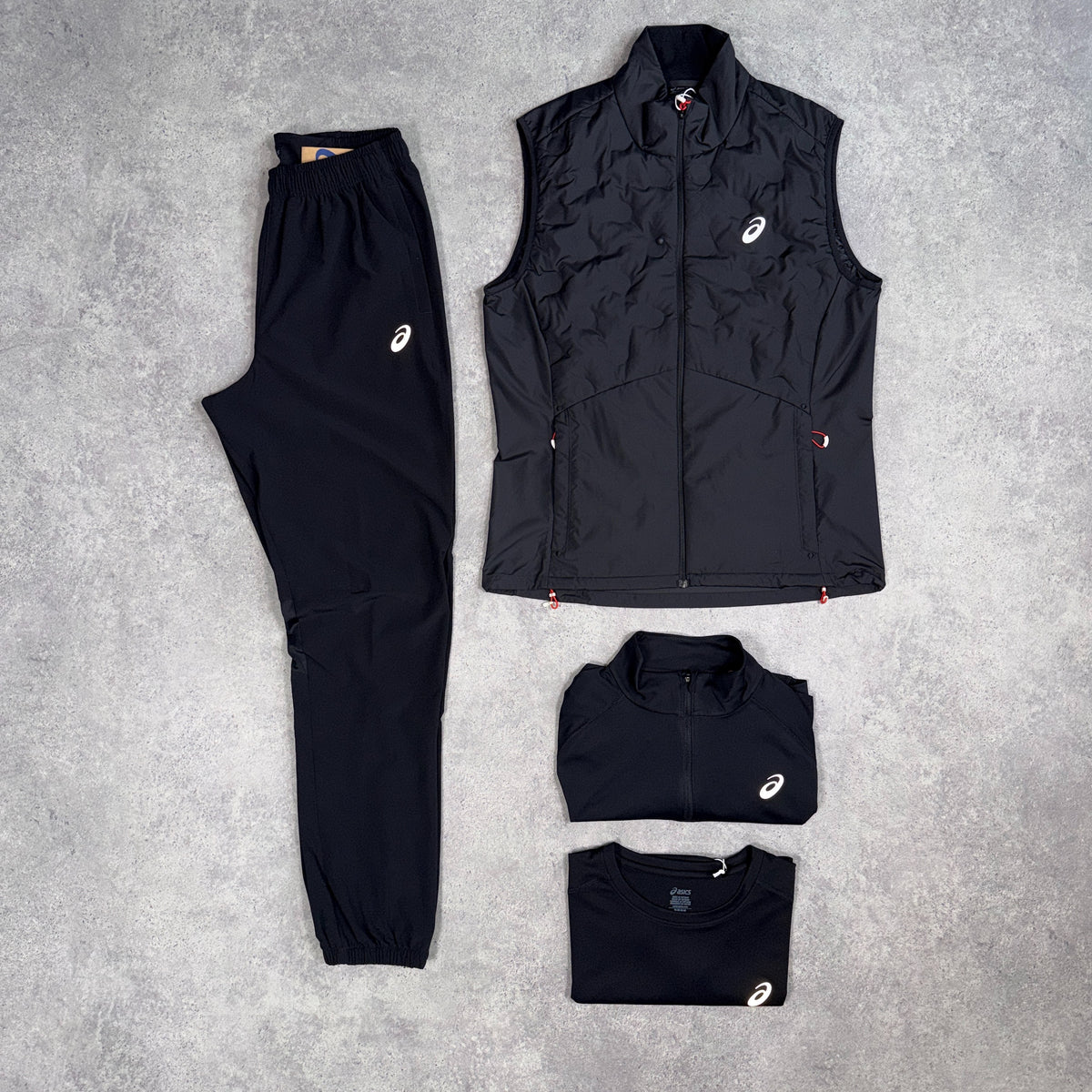 Asics 4 Piece Tracksuit Set with Gilet Black