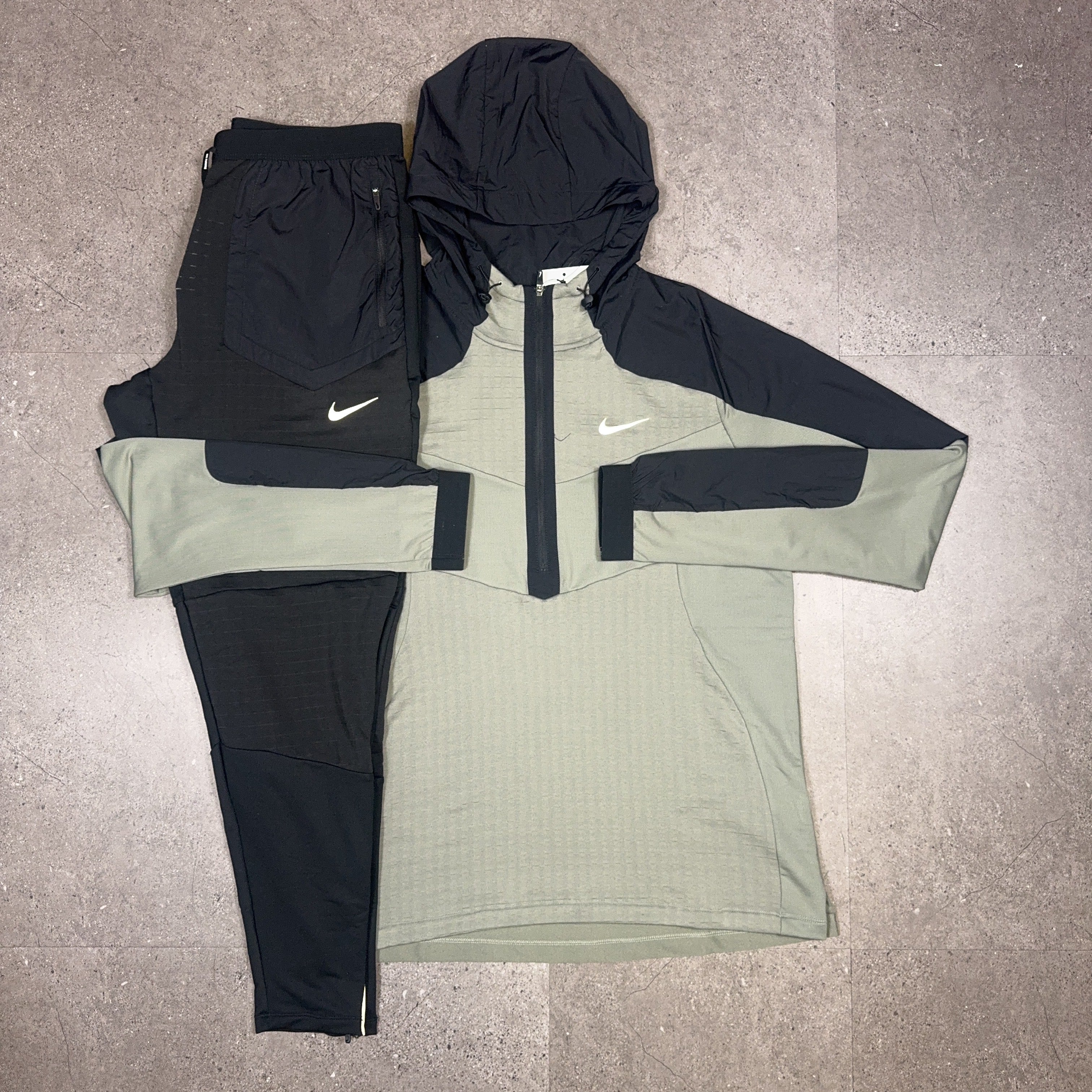 Nike Performance Half Zip Tracksuit Jade Green/Black