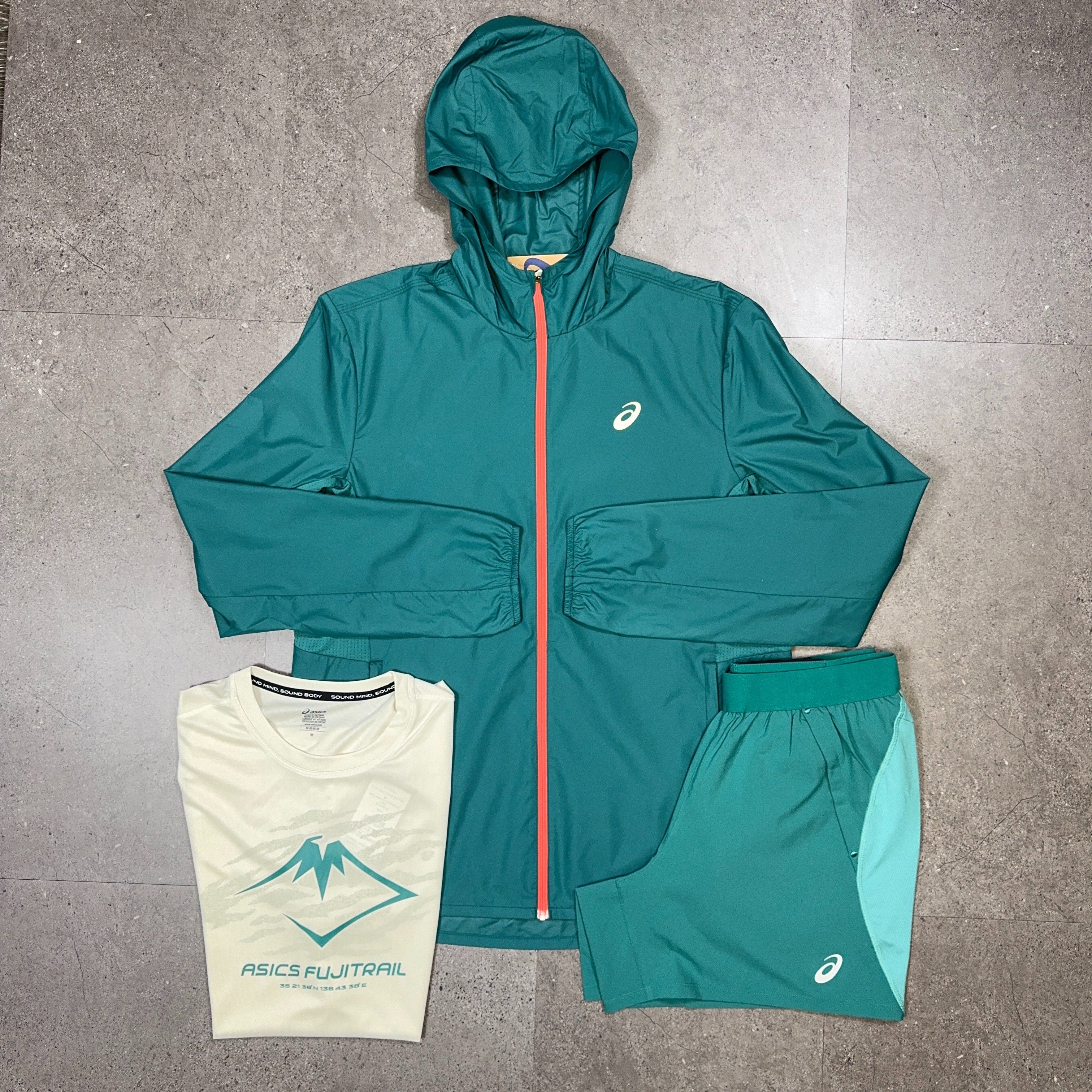 Asics 3 Piece Set Rainy Lake/White