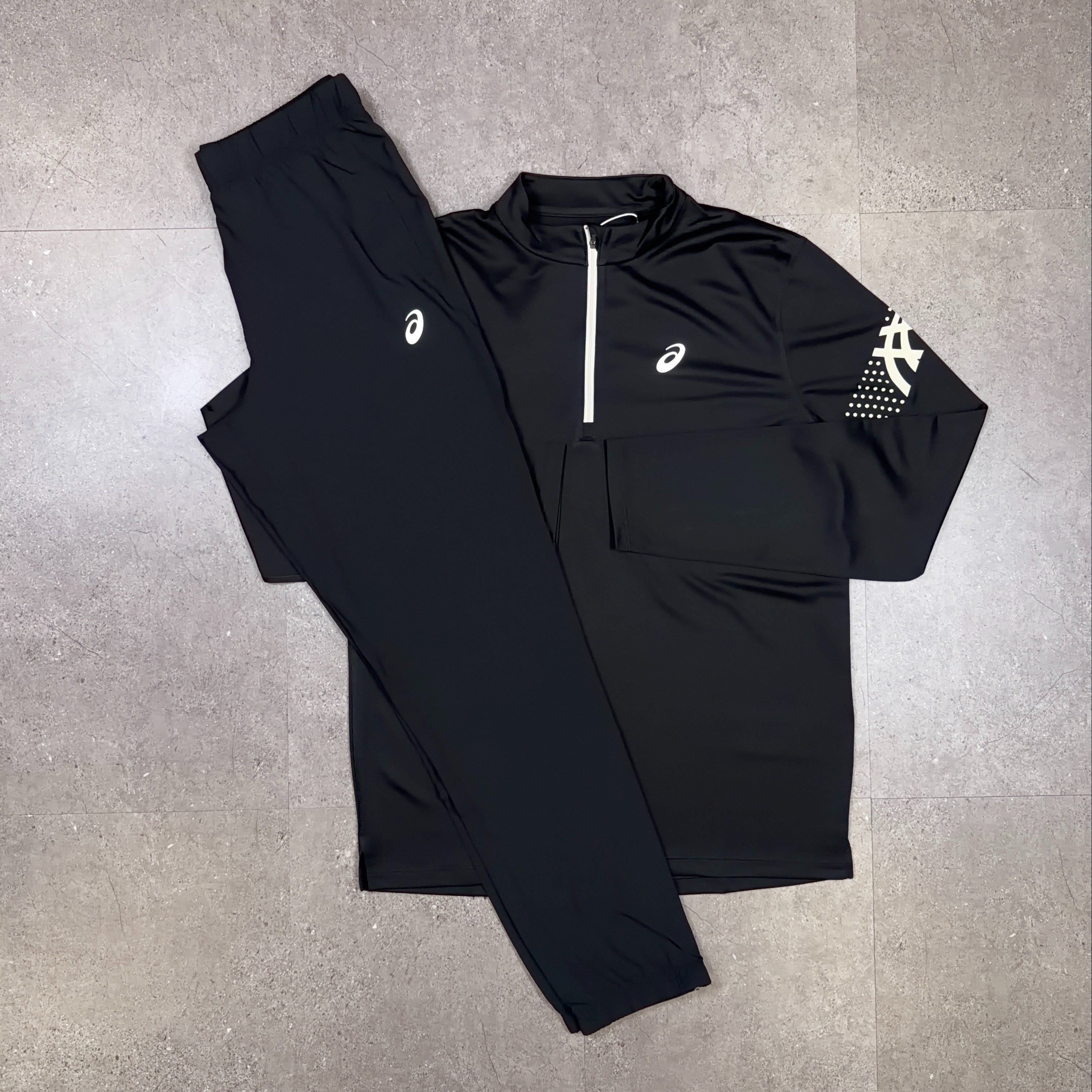 Asics Icon Half Zip Tracksuit Set Black/Black