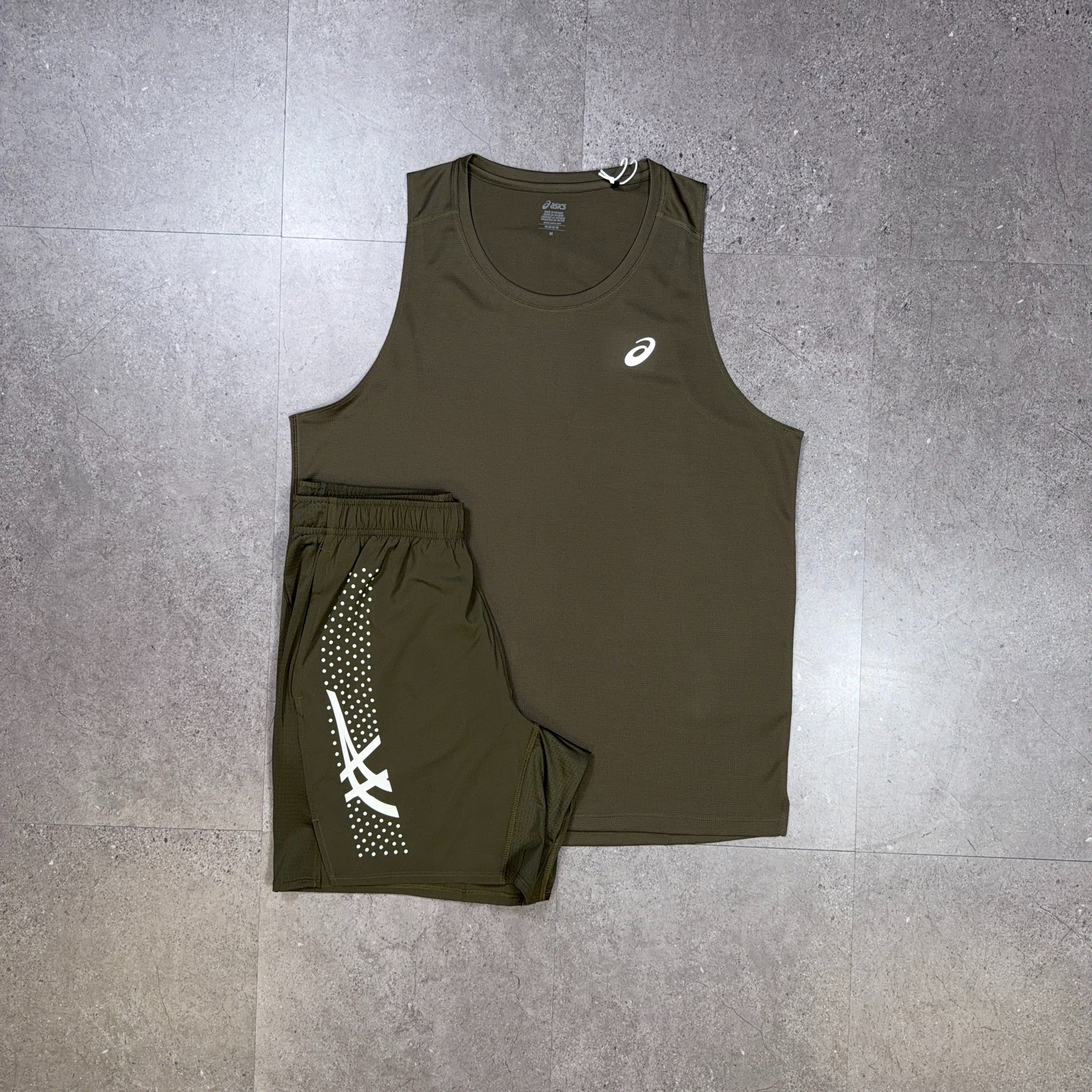 Asics Vest T-Shirt/Shorts Set Brownstone