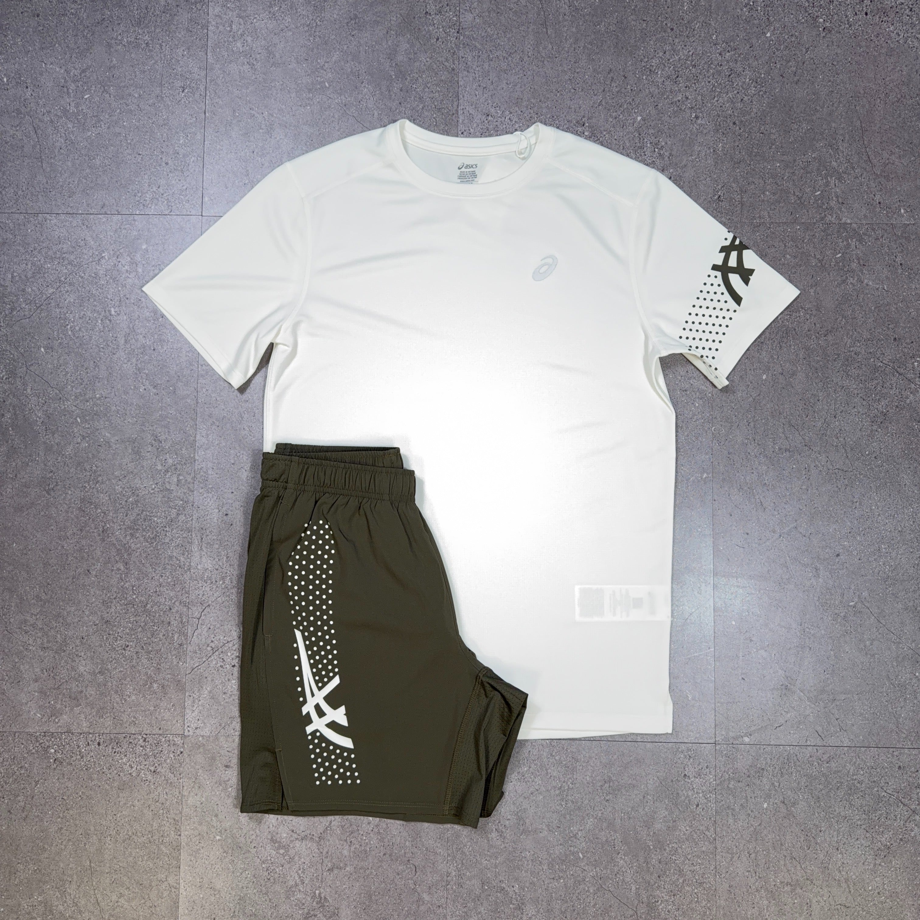 Asics Icon T-Shirt/Shorts Set Cream/Brownstone