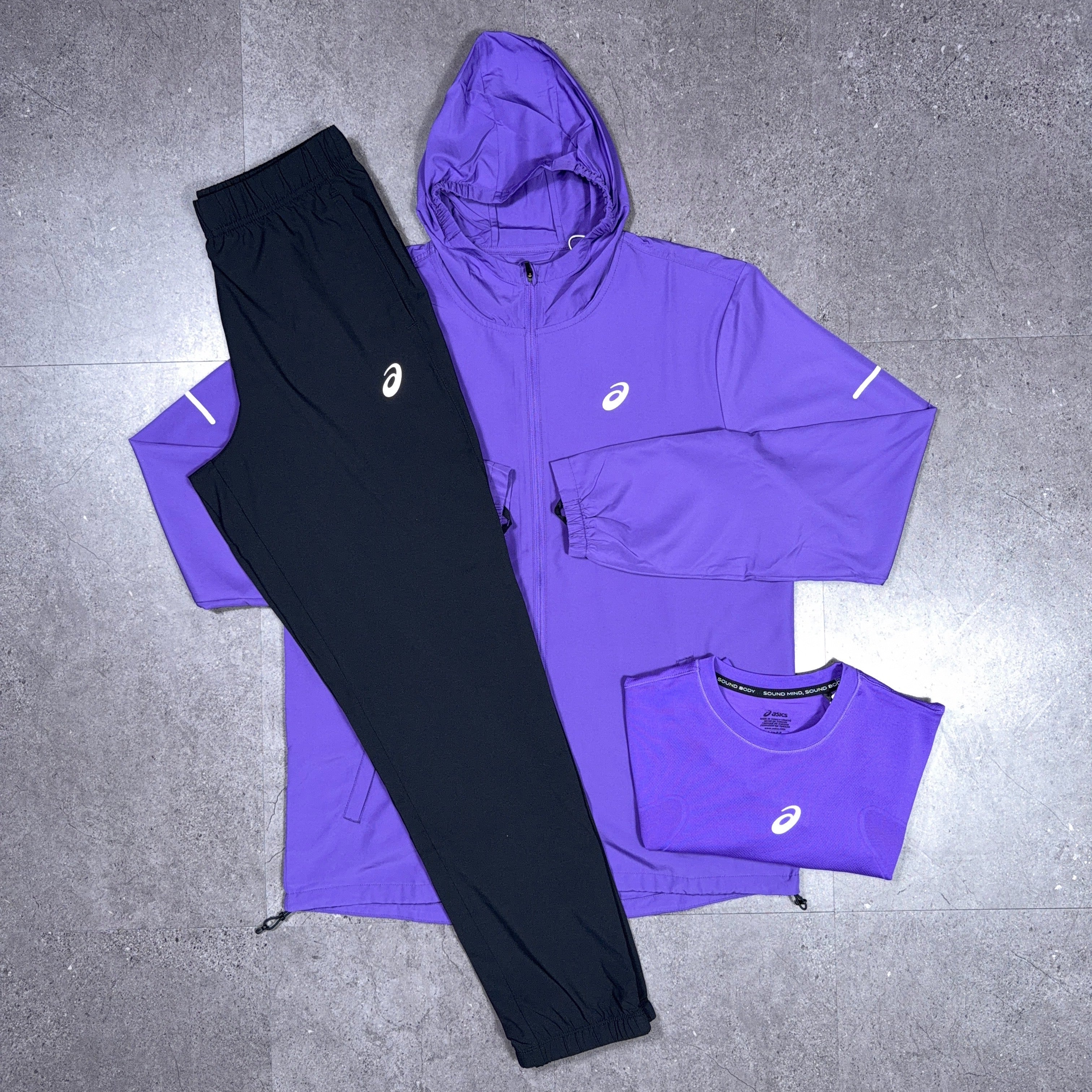 Asics 3 piece Sport Run Tracksuit Set Edo Purple/Black