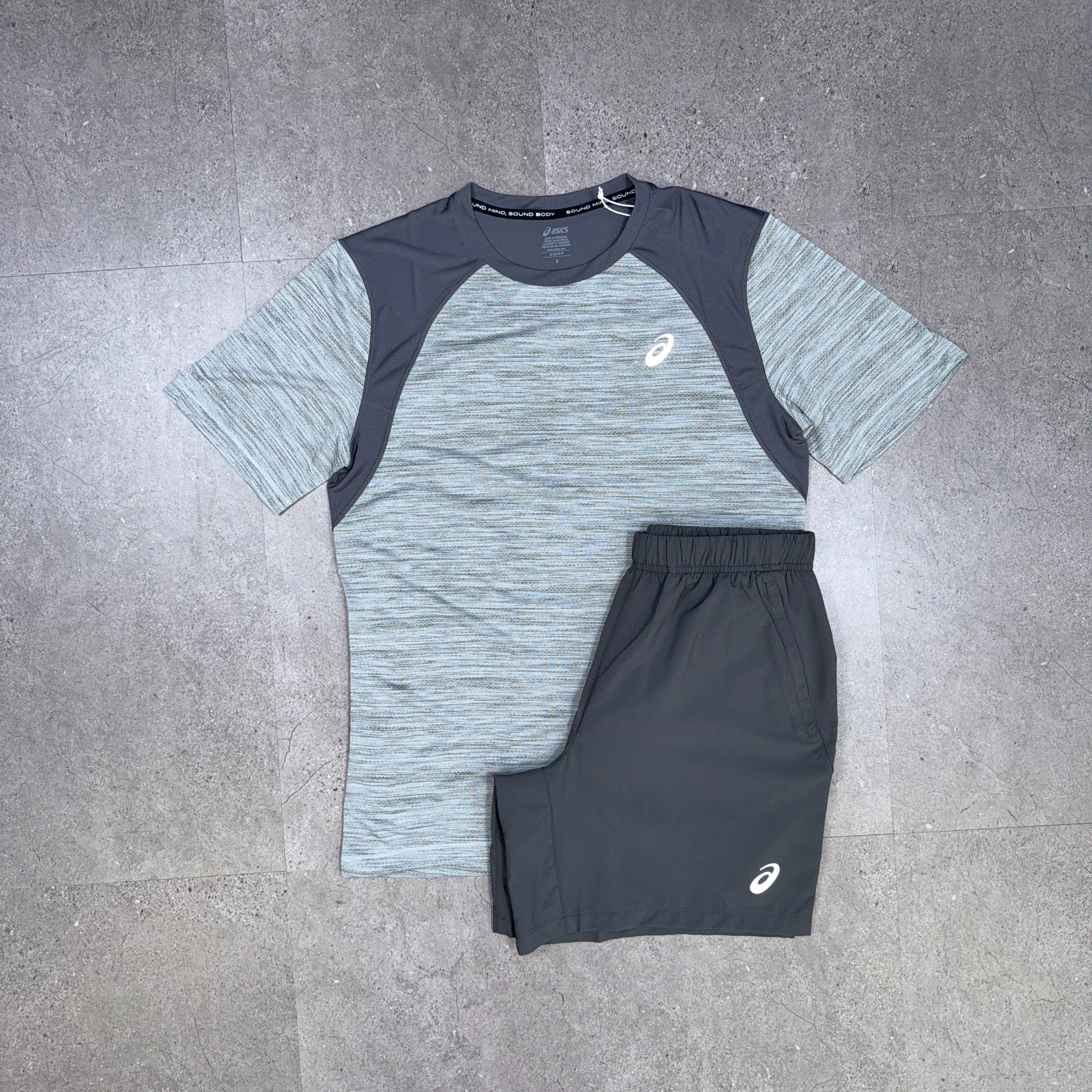 Asics Road T-Shirt/Shorts Set Grey/Grey