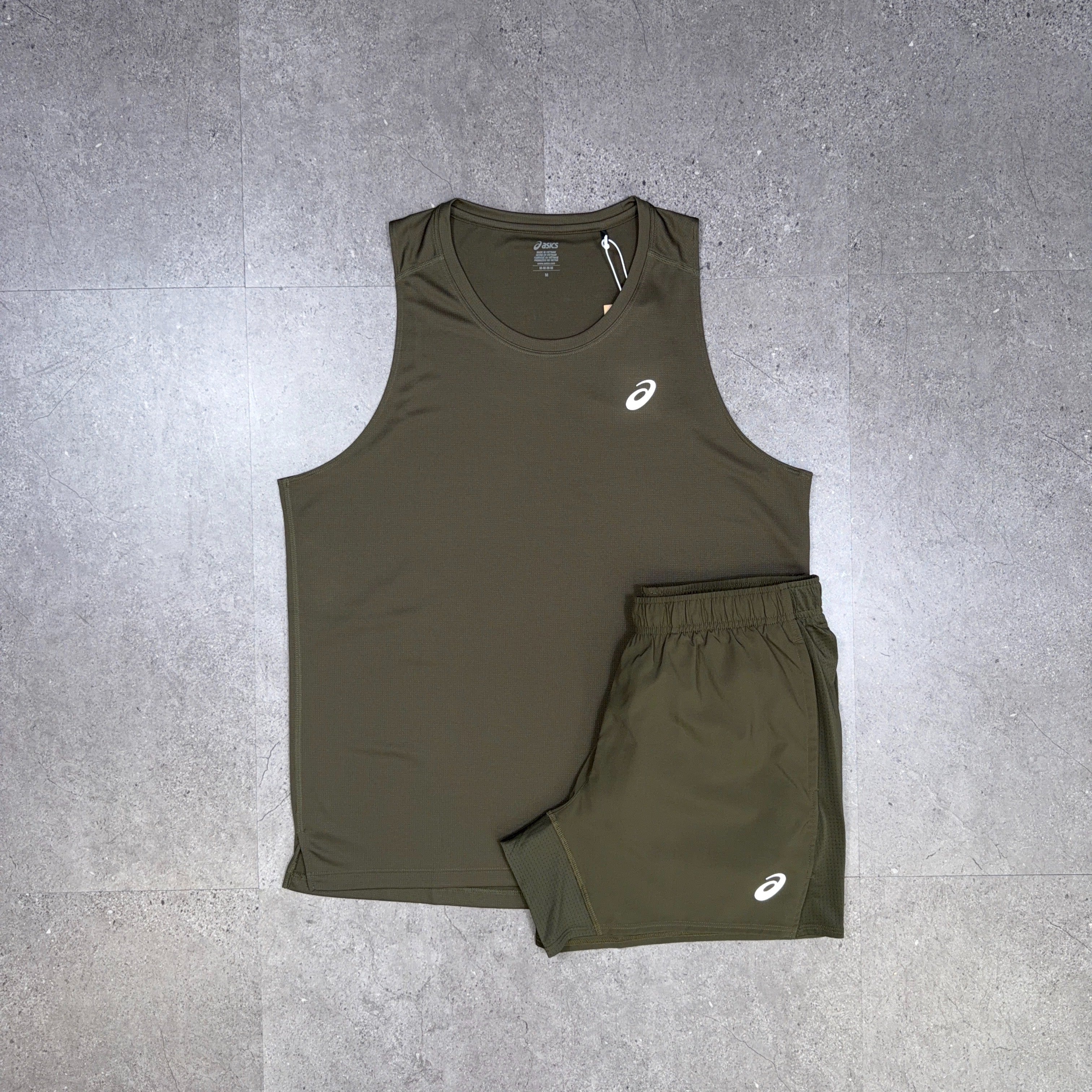 Asics Vest T-Shirt/Shorts Set Brownstone