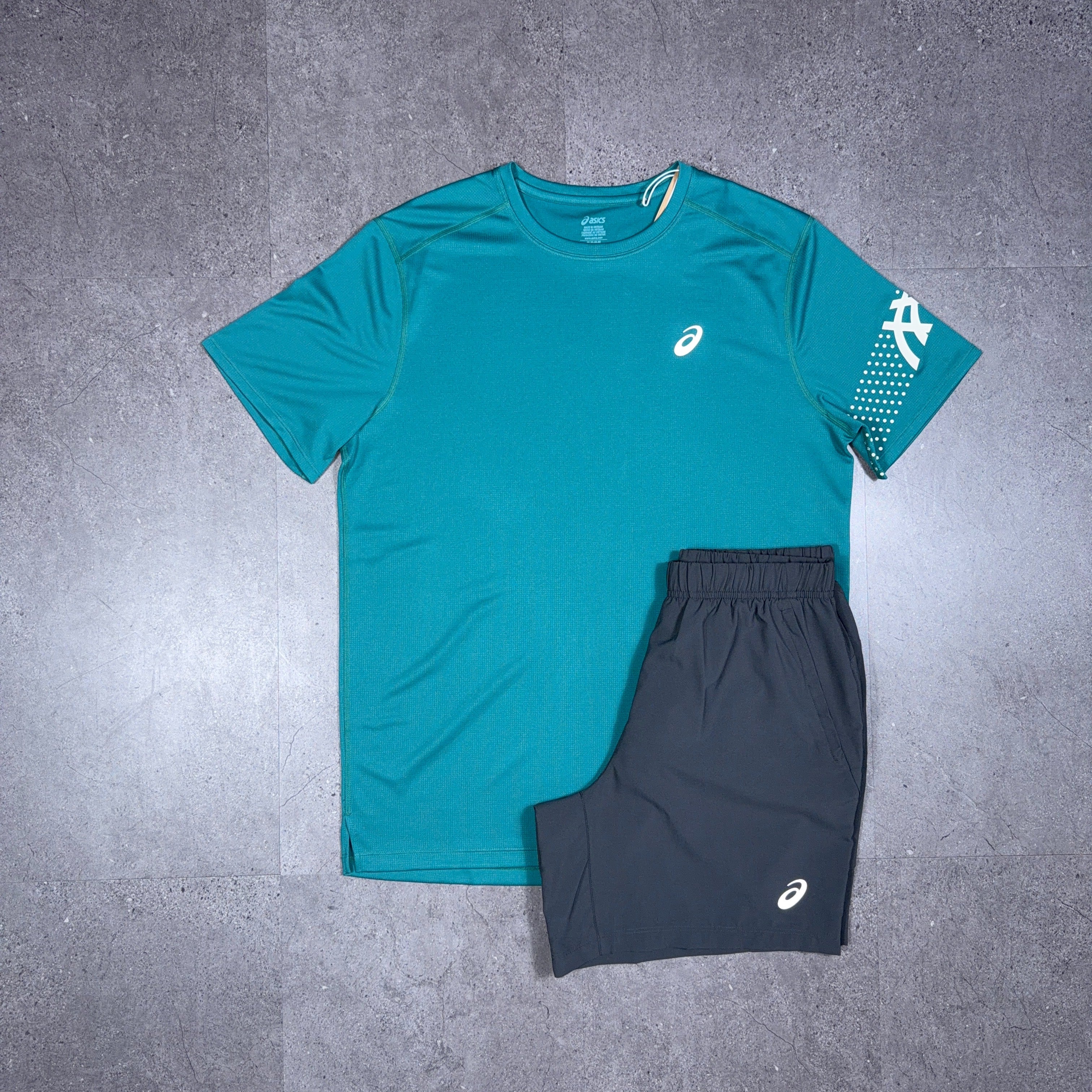Asics Icon T-Shirt/Shorts Set Rainy Lake/Grey