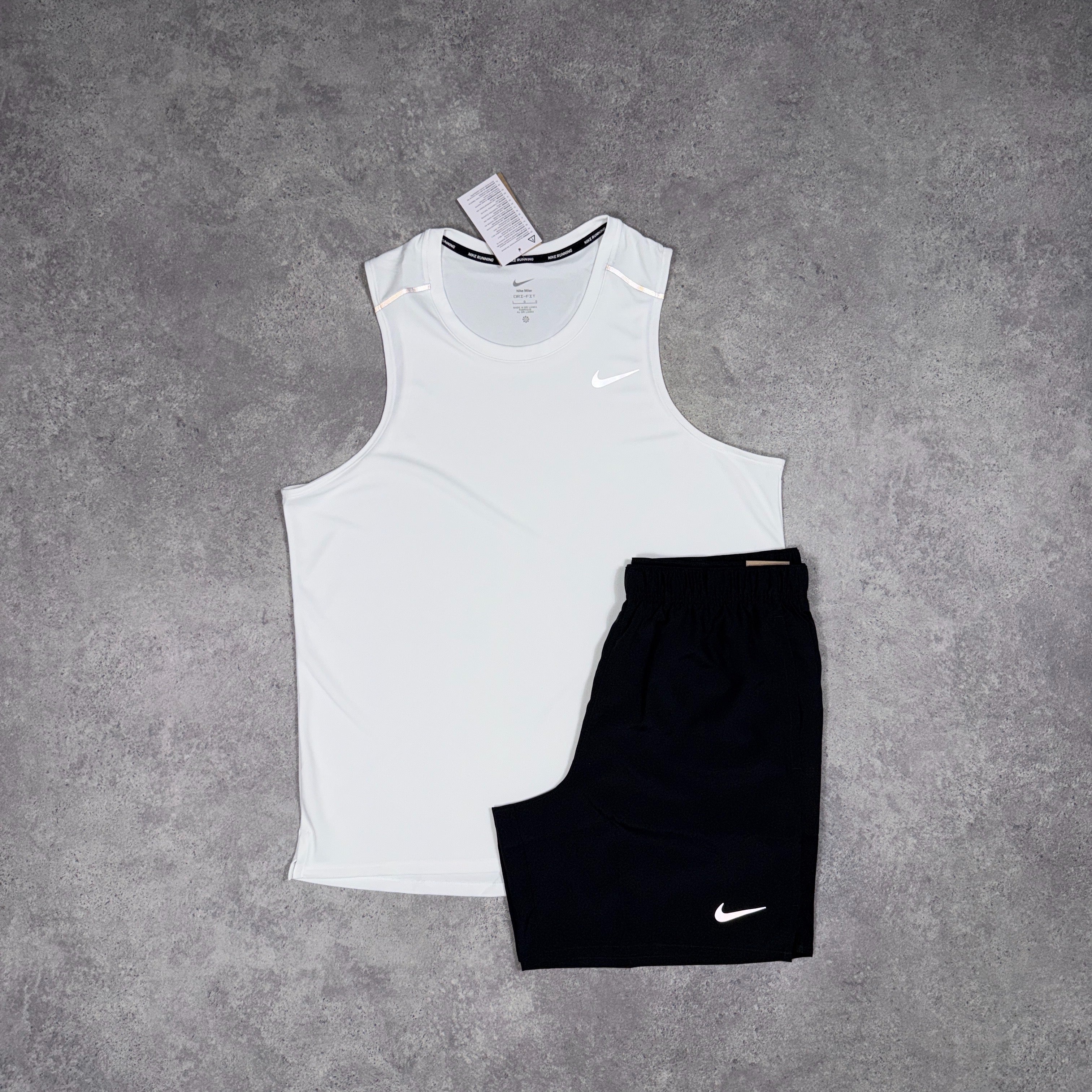 Nike Miler Vest T-Shirt/Shorts Set White/Black