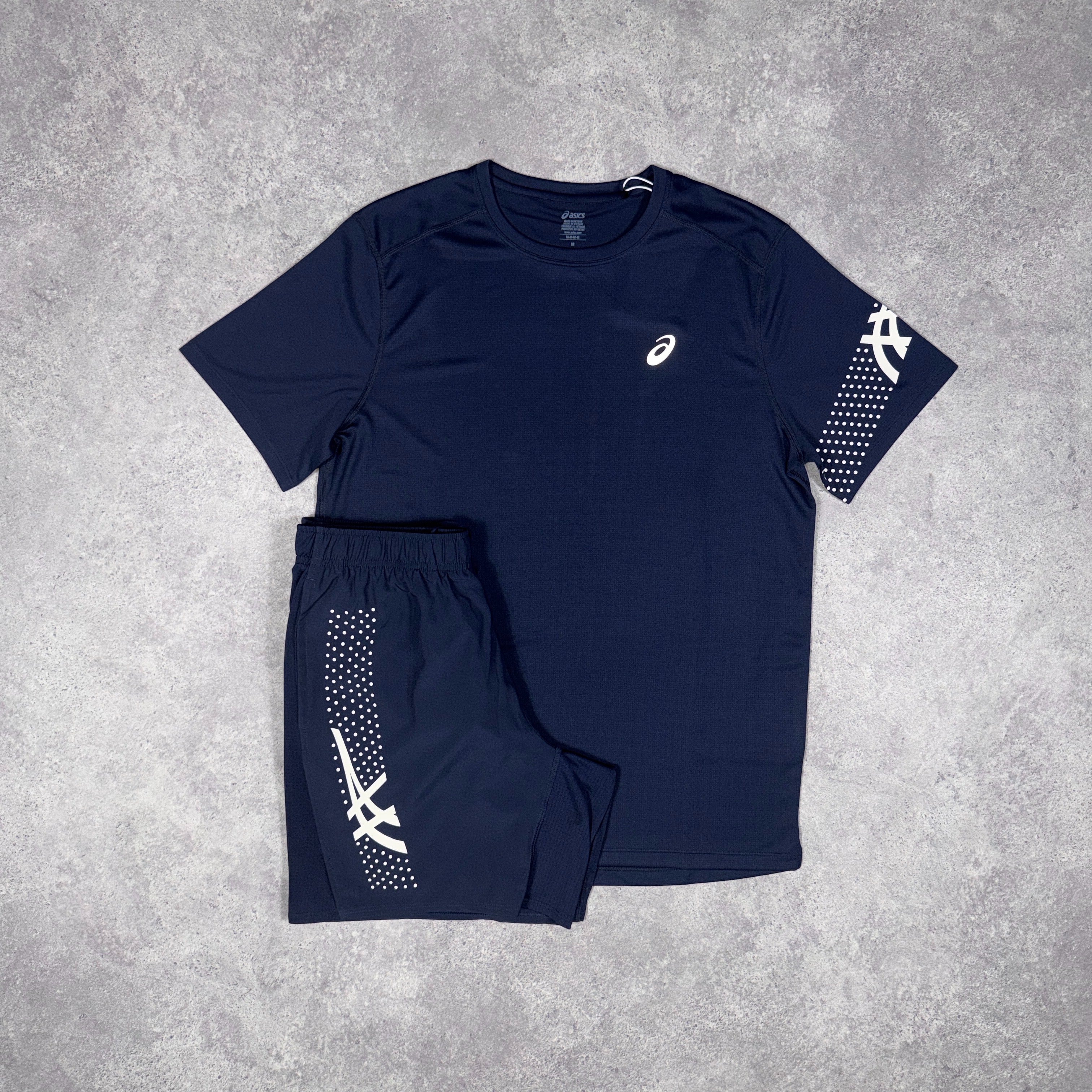 Asics Icon T-Shirt/Shorts Set Midnight/White