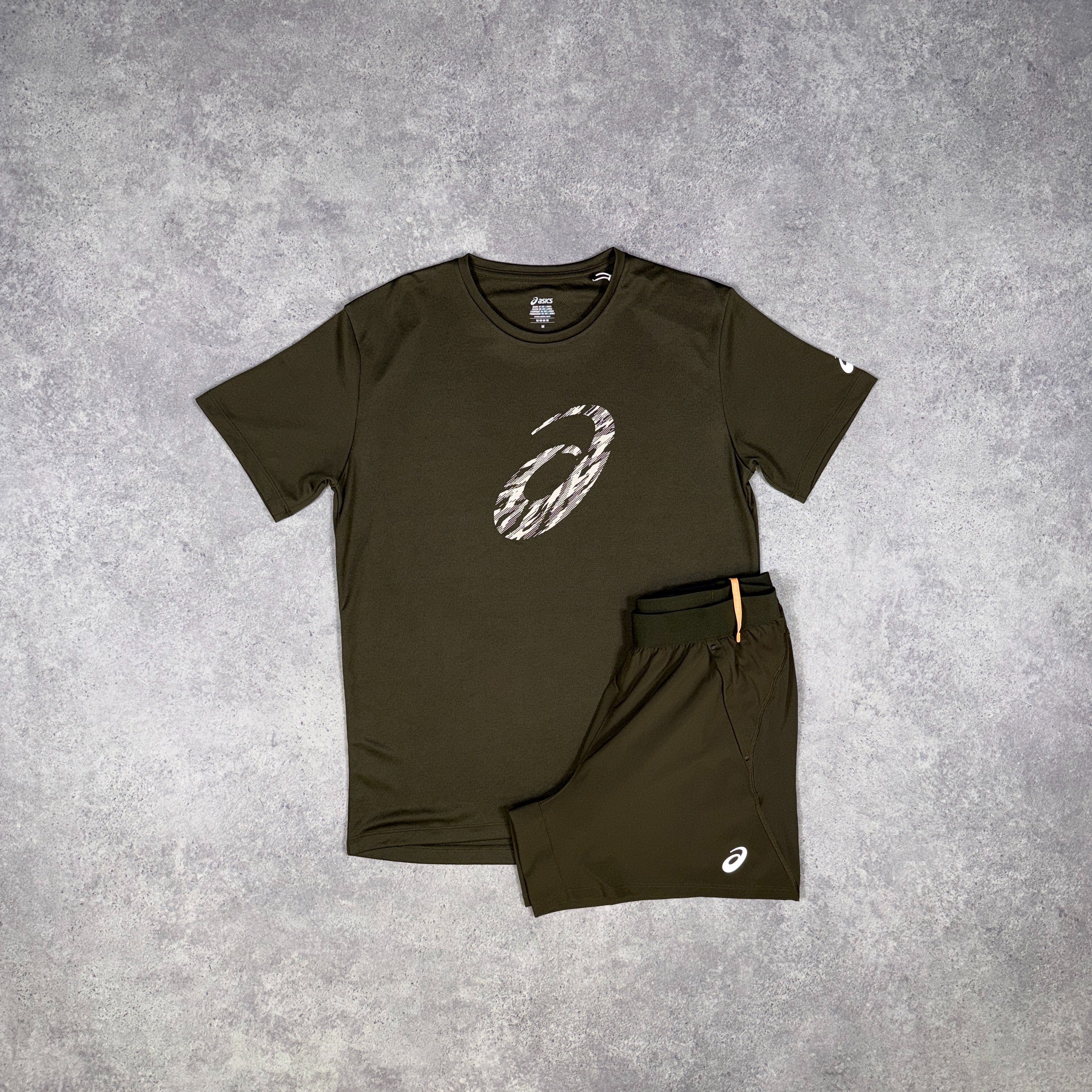 Asics GPX T-Shirt/Shorts Set Brownstone/White