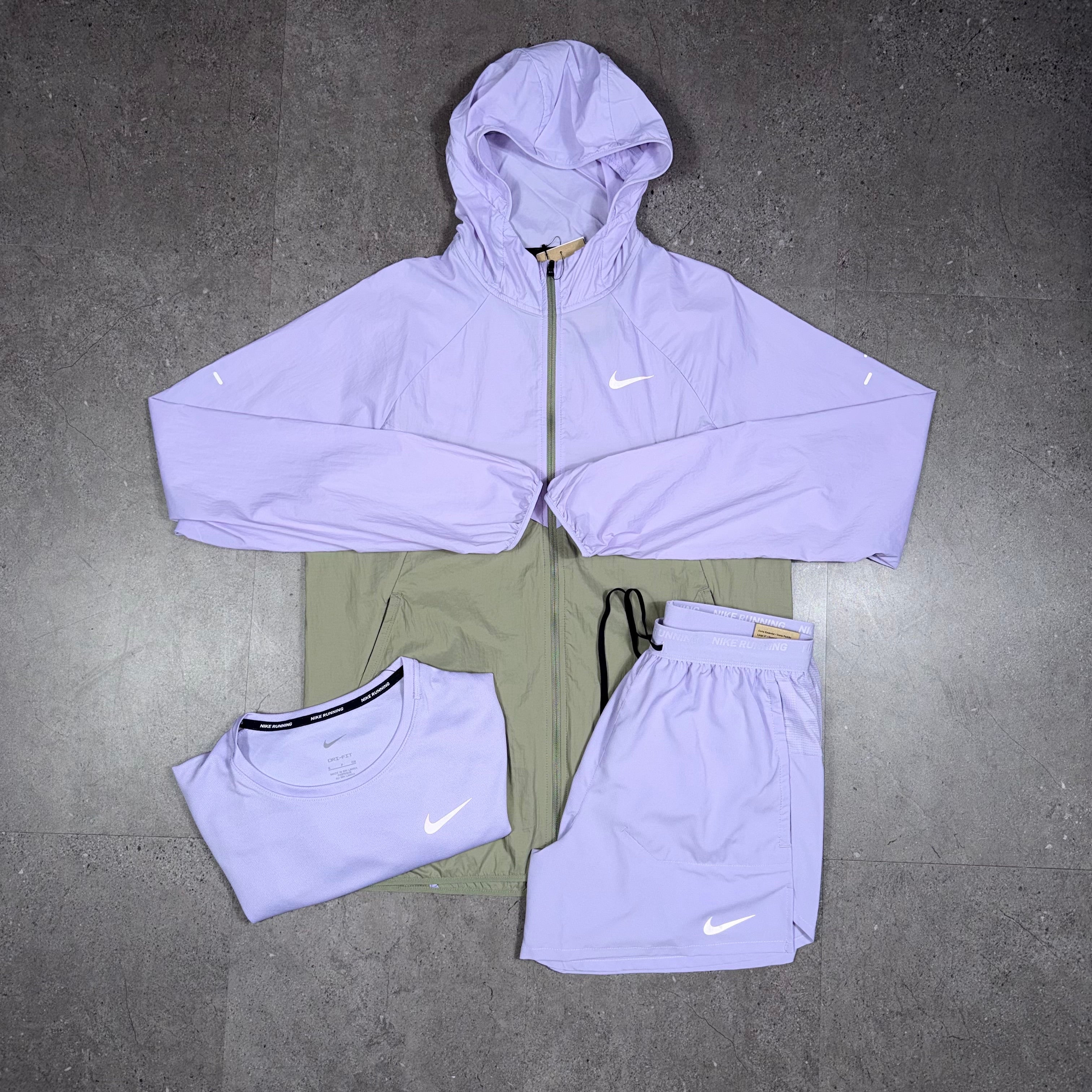 Nike Windrunner/Shorts 3 Piece Set Lavender/Grey