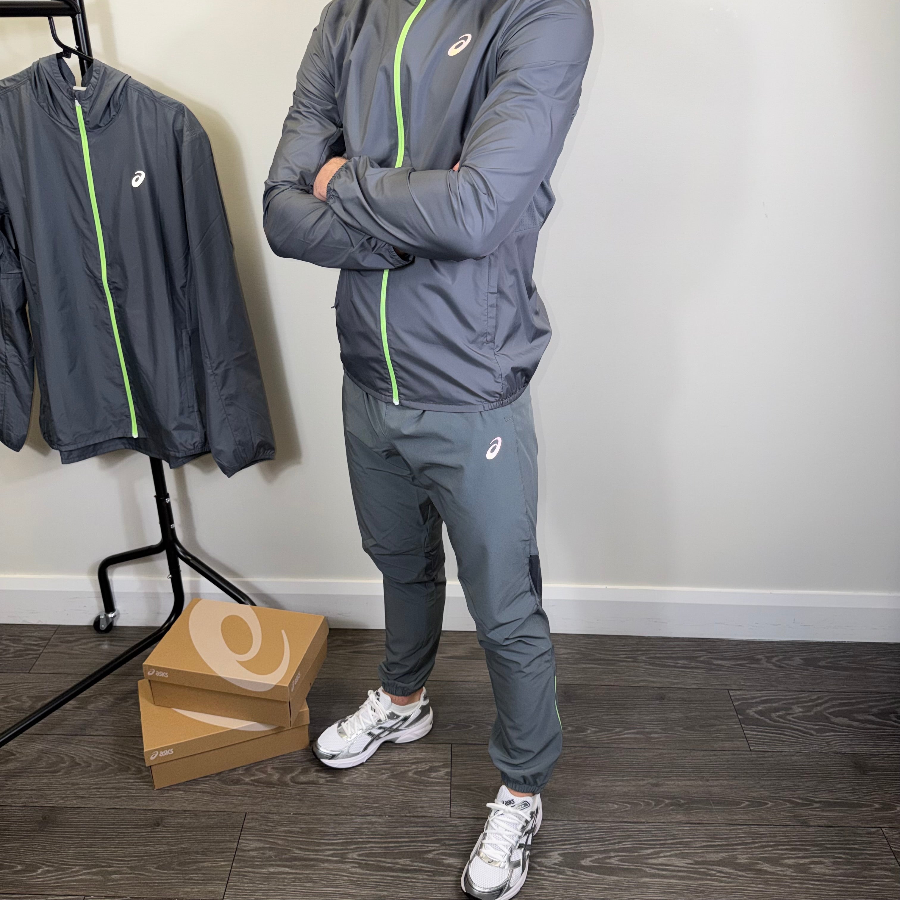 Asics Core Tracksuit Set Steel Grey/Neon