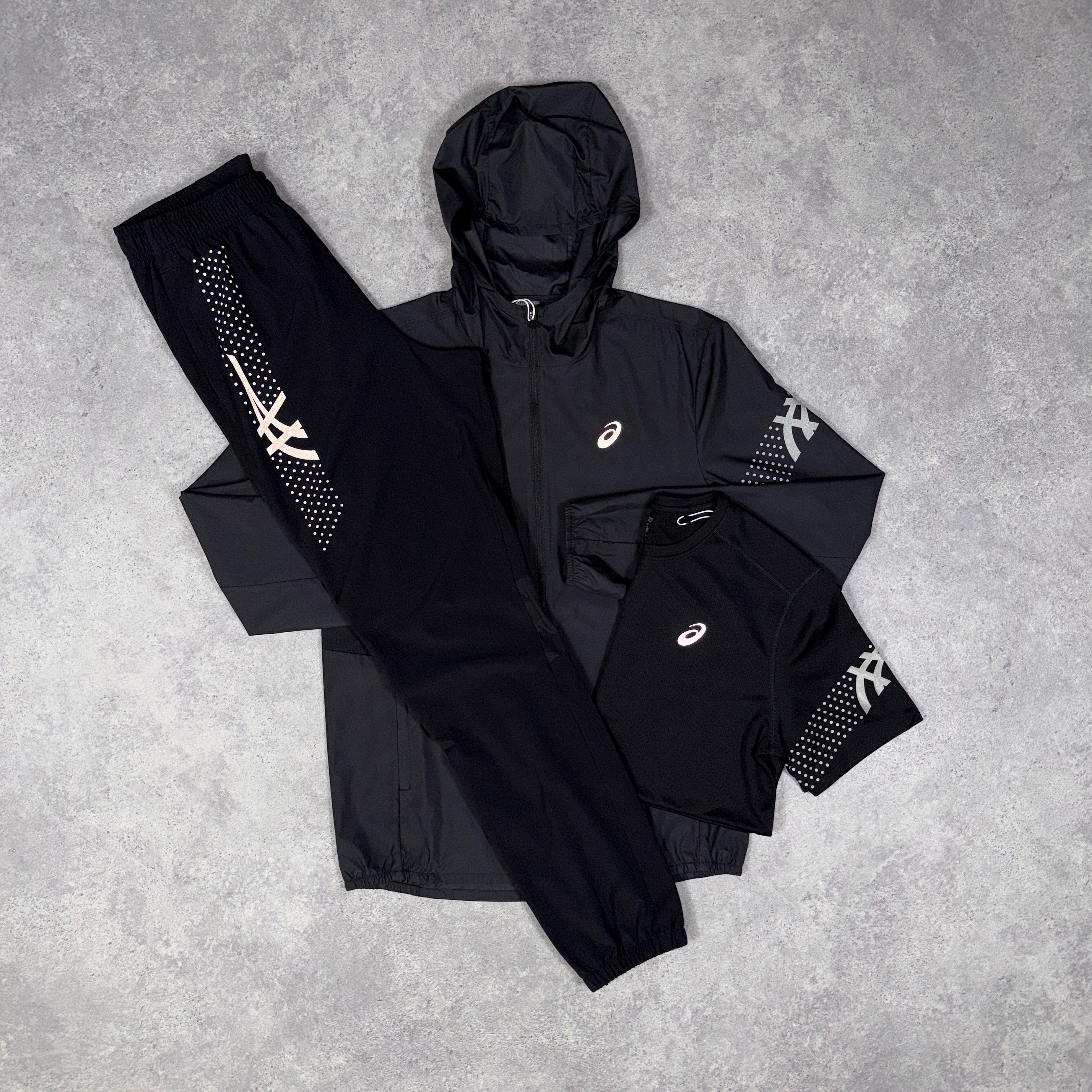 Asics Icon 3 Piece Tracksuit Set Black/Grey