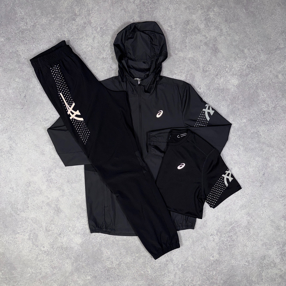 Asics Icon 3 Piece Tracksuit Set Black/Grey
