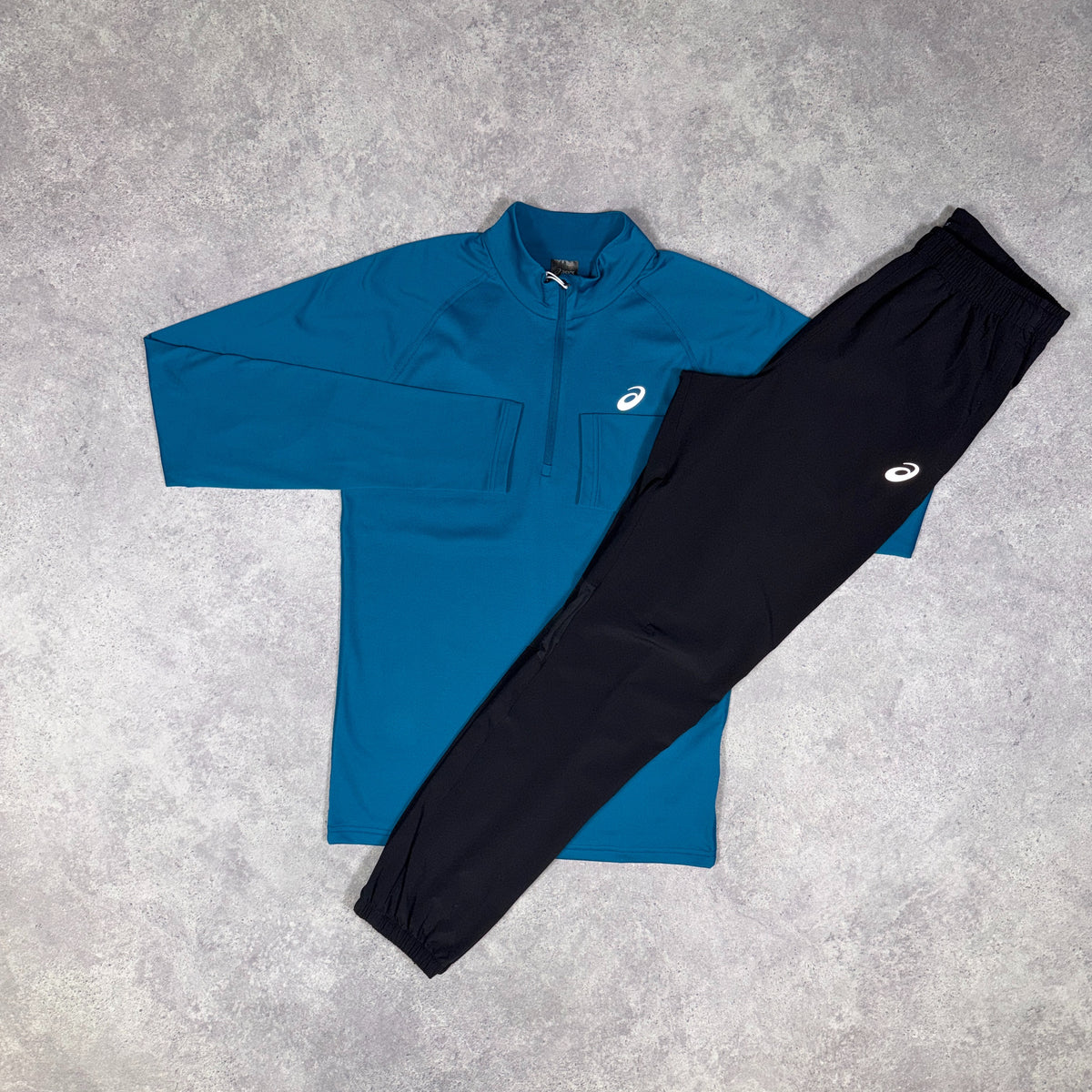 Asics Winter Half Zip Tracksuit Set Dark Teal/Black