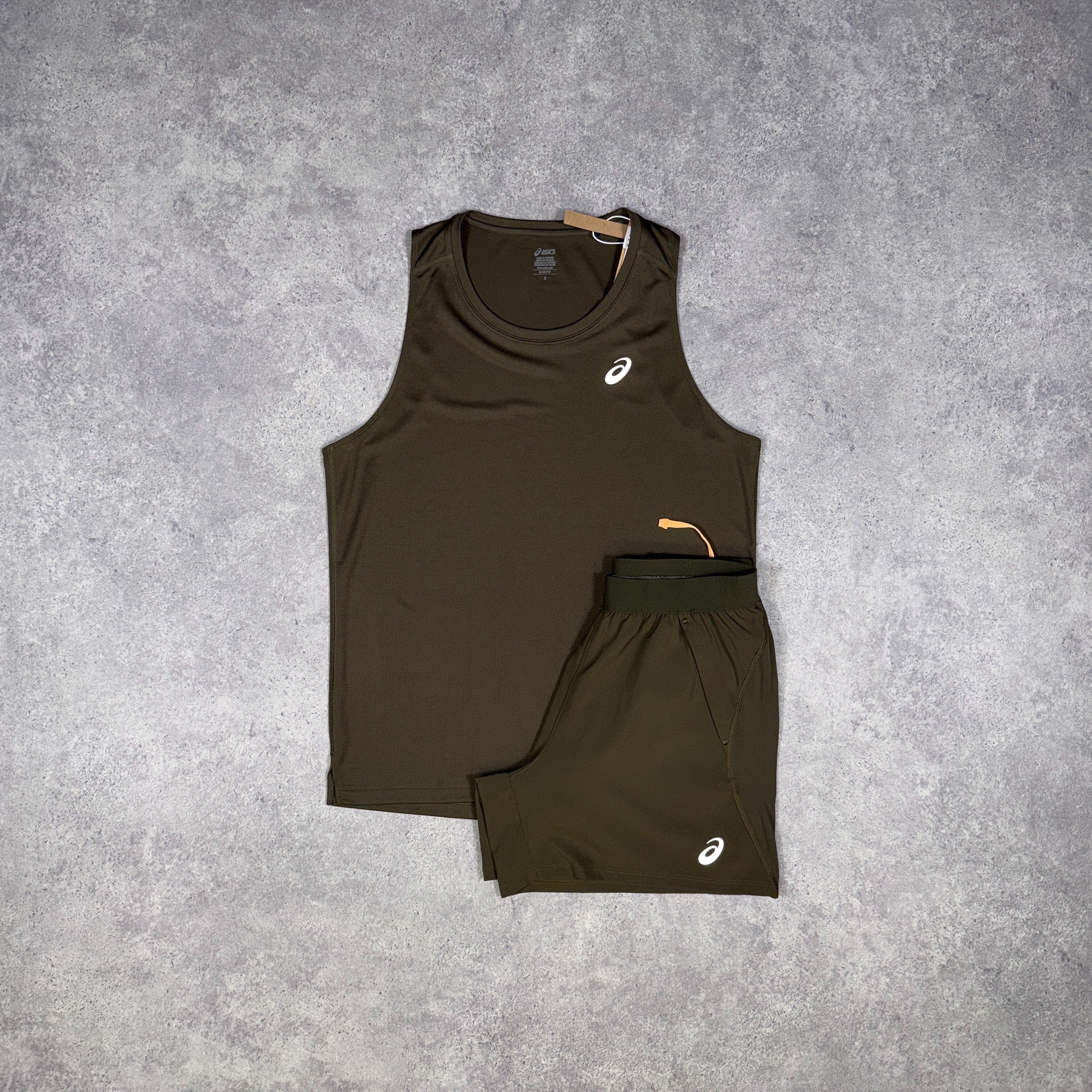 Asics Vest T-Shirt/Shorts Set Brownstone