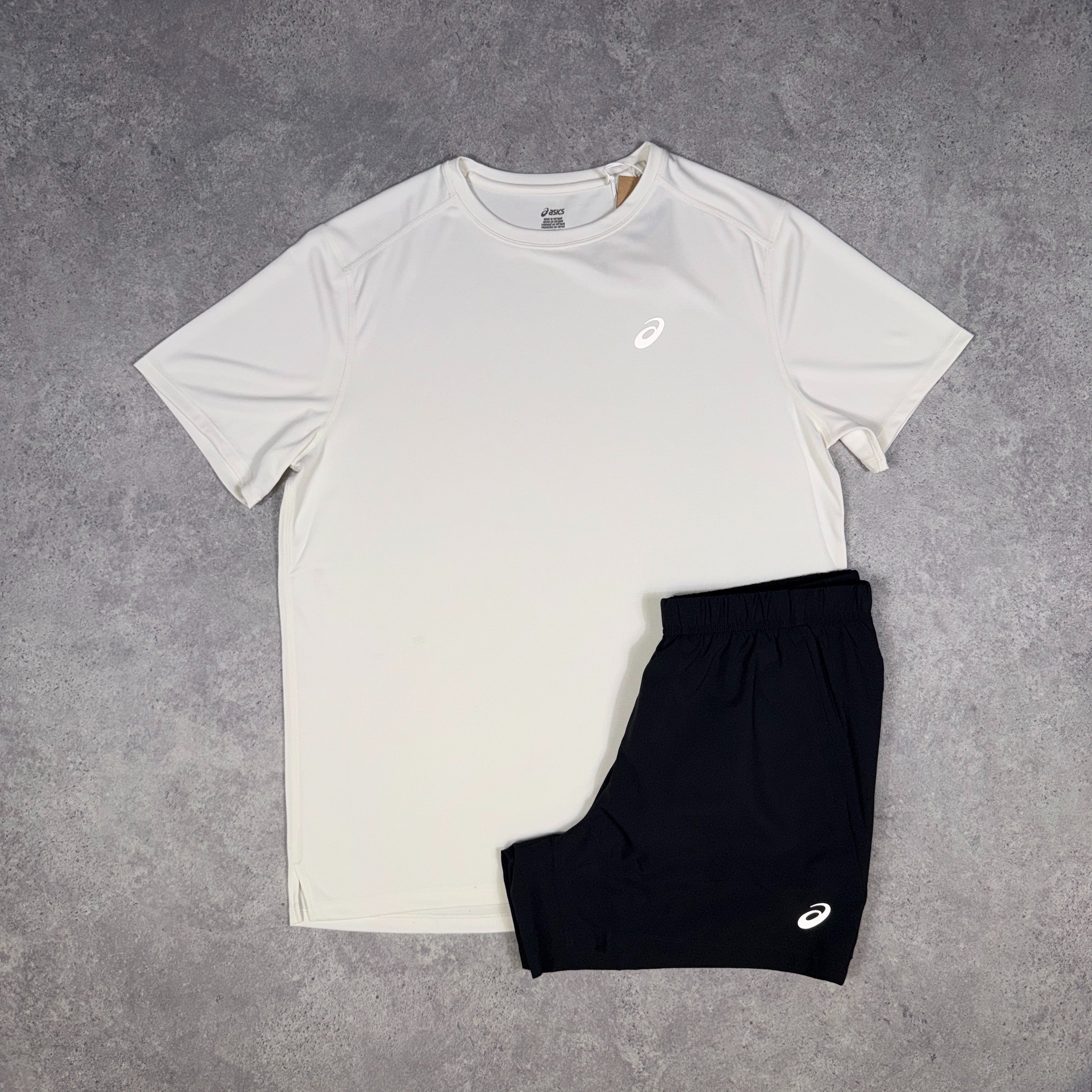 Asics Core T-Shirt/Shorts Set Cream/Black