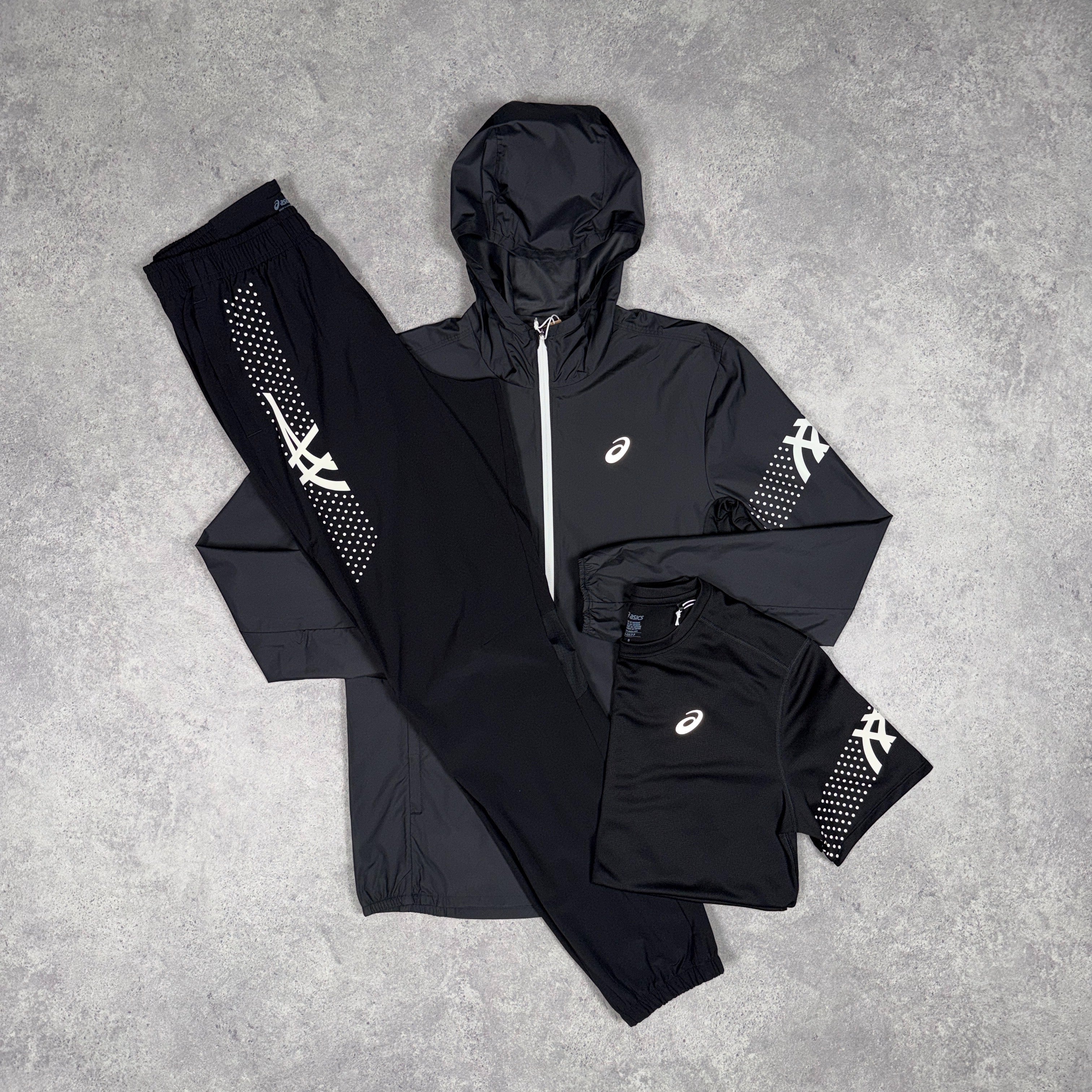 Asics Icon 3 Piece Tracksuit Set Black/White