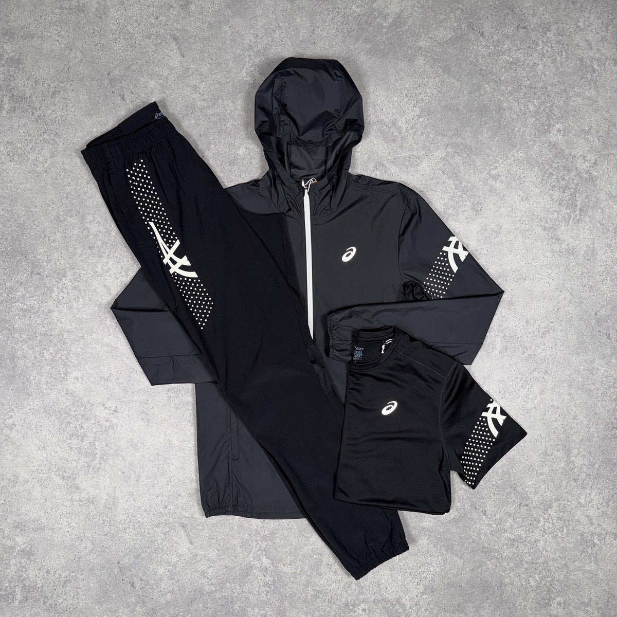 Asics Icon 3 Piece Tracksuit Set Black/White
