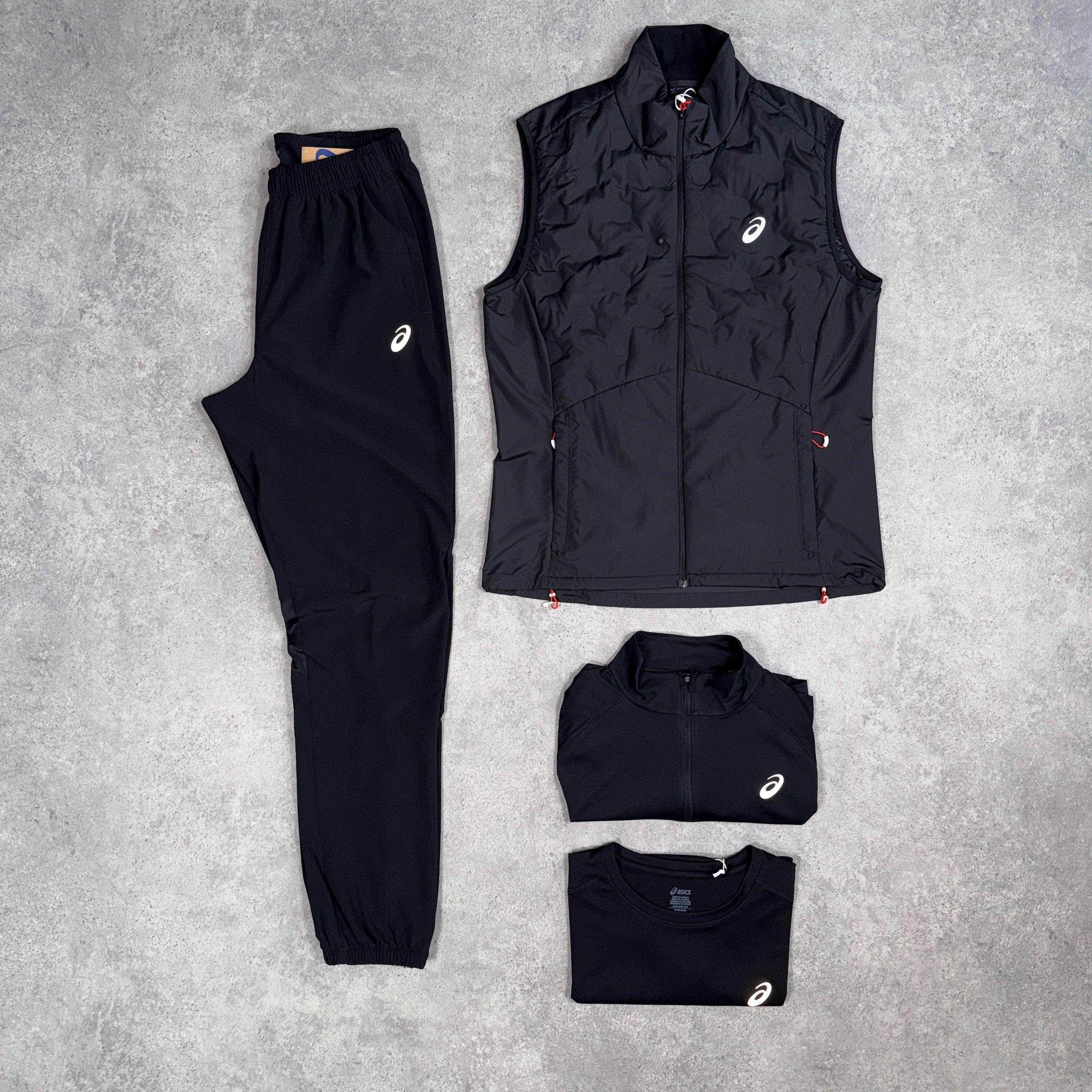 Asics 4 Piece Tracksuit Set with Gilet Black