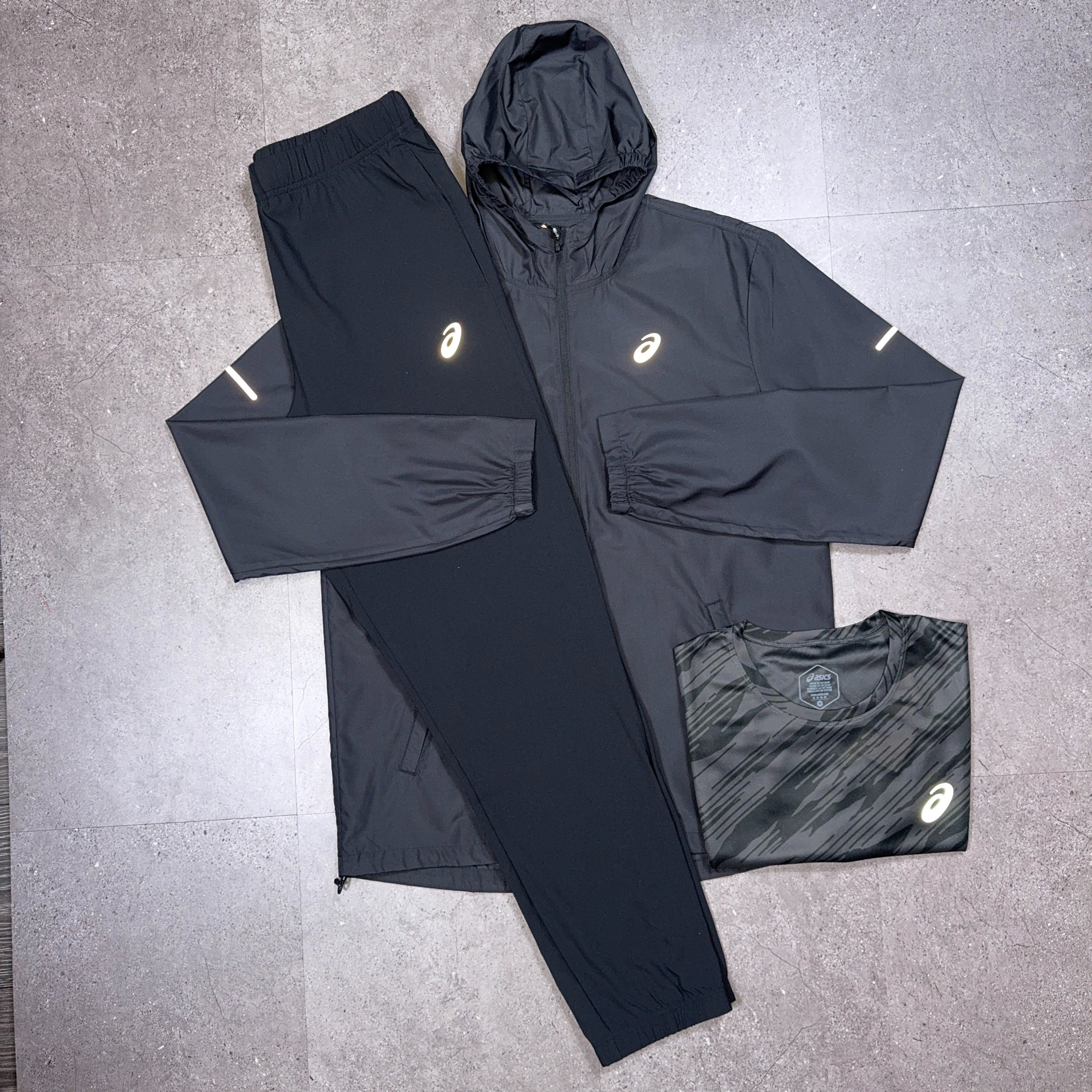 Asics 3 Piece Tracksuit Black/Black