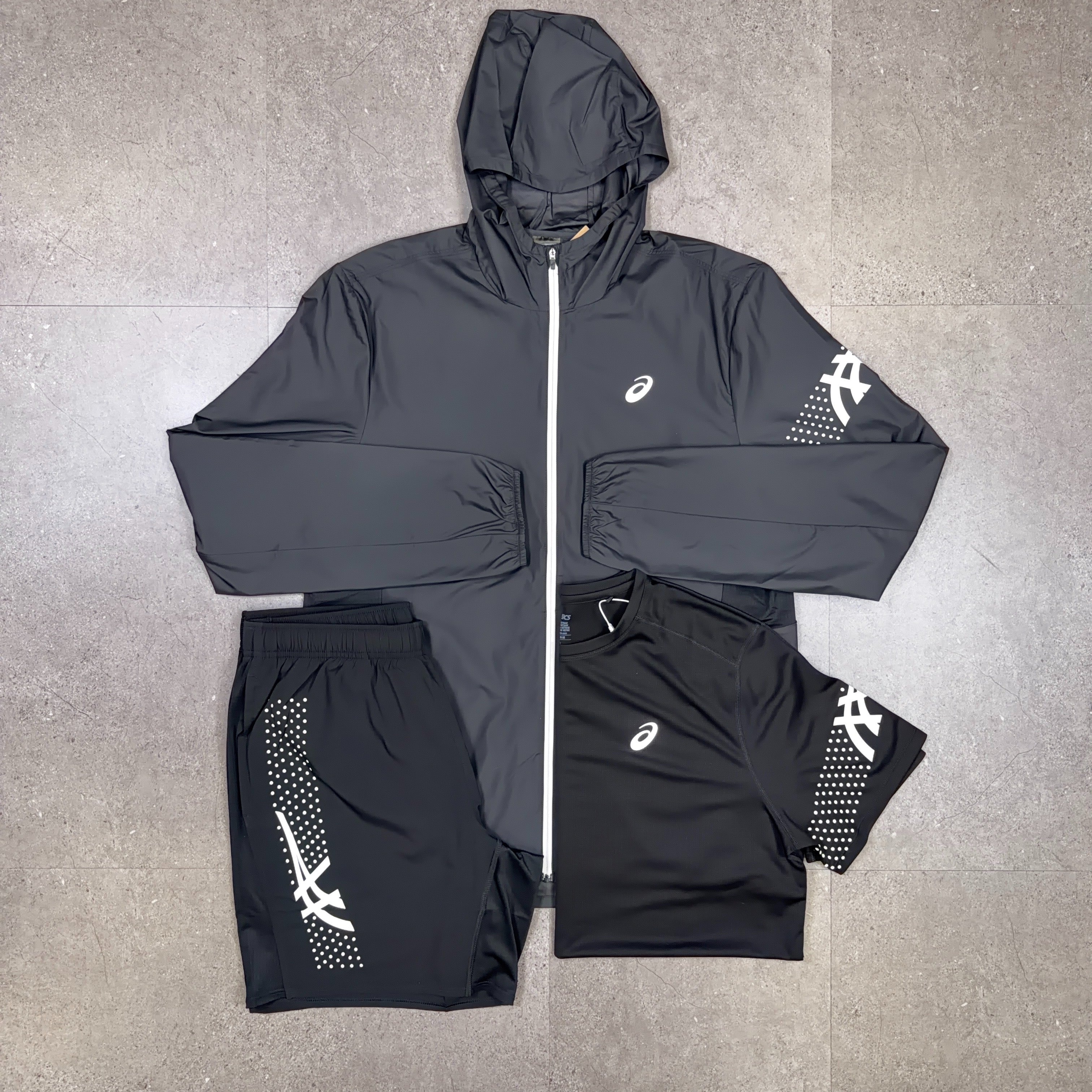 Asics Icon 3 Piece Windrunner Set Black/White