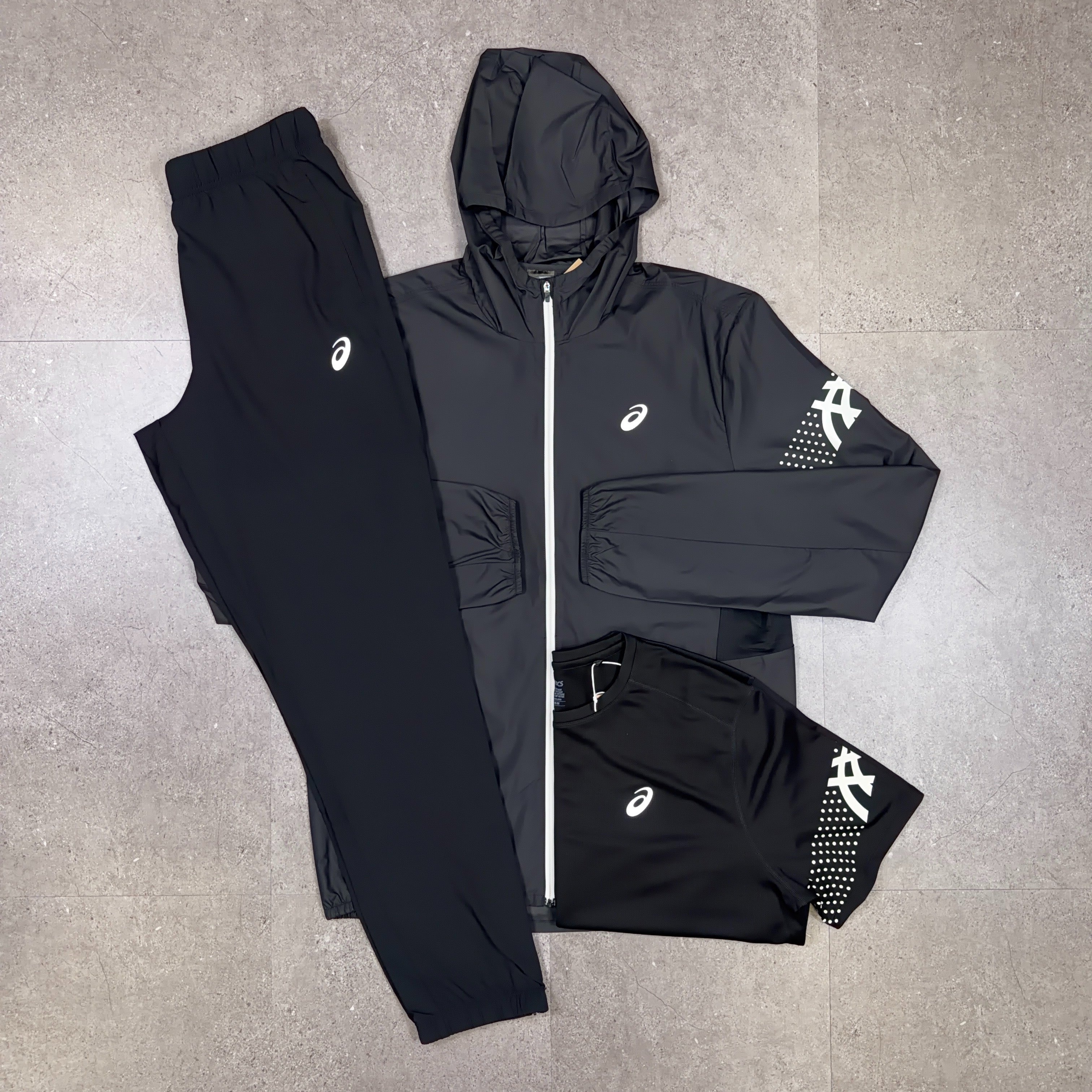 Asics 3 Piece Icon Tracksuit Set Black/White