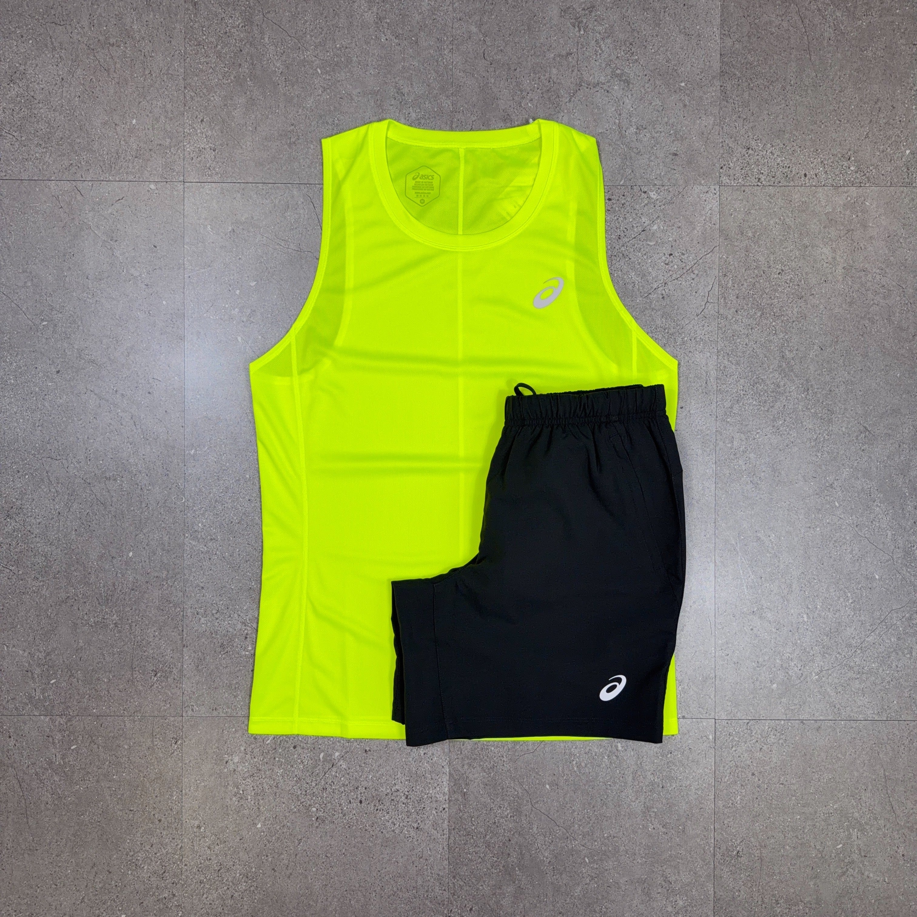 Asics Vest T-Shirt/Shorts Set Safety Yellow/Black