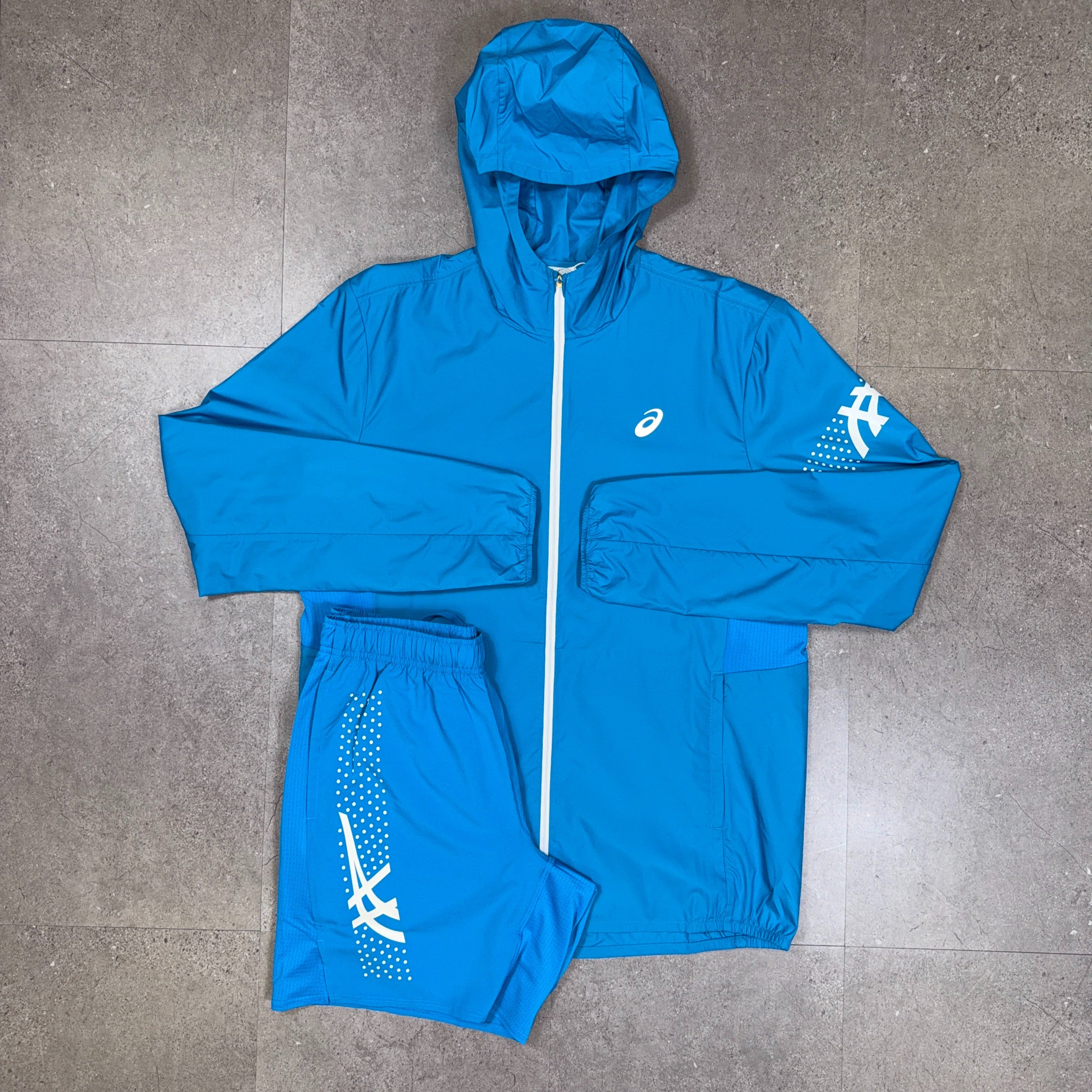 Asics Icon Windrunner/Shorts Set Aegean Blue/White