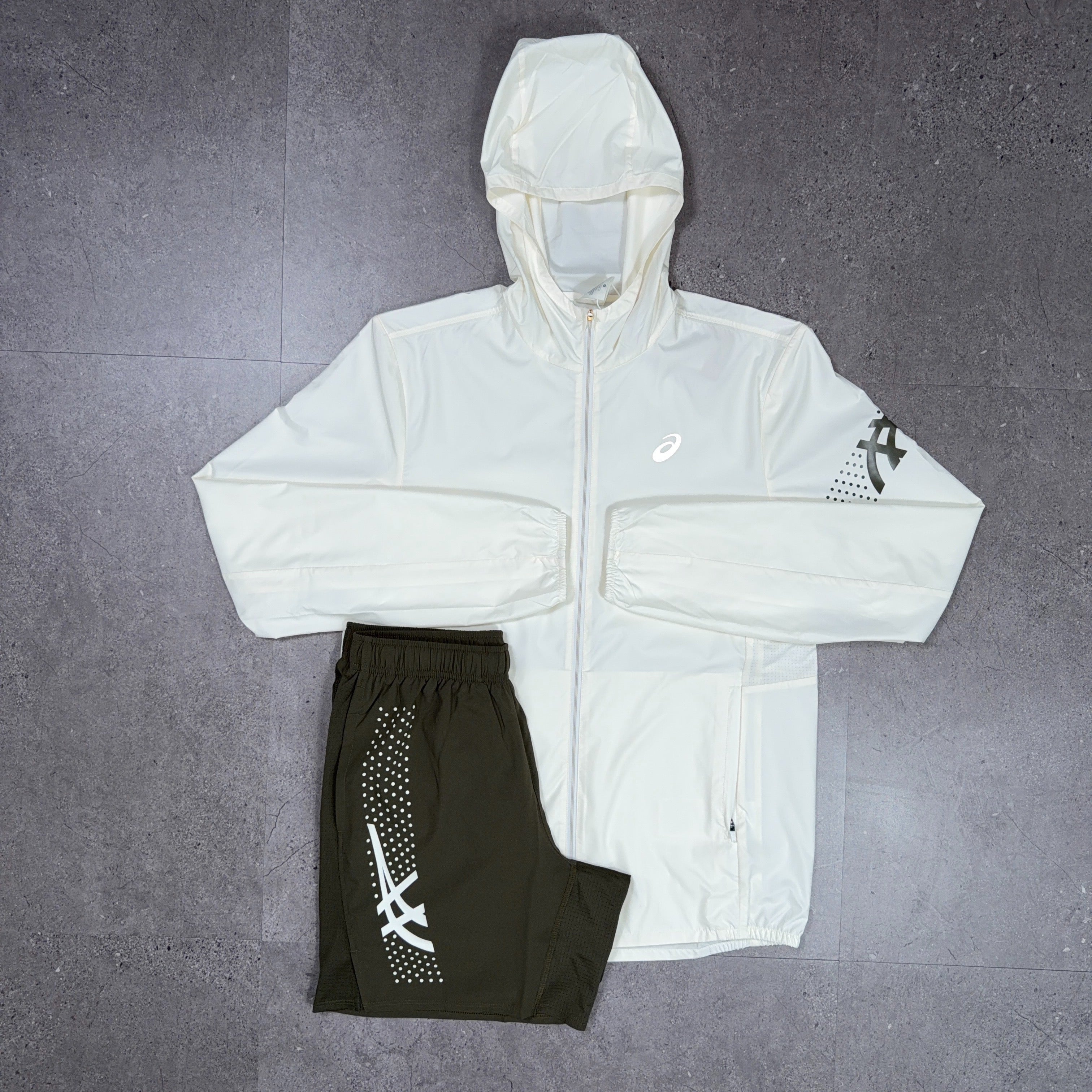Asics Icon Windrunner/Shorts Set Cream/Brownstone