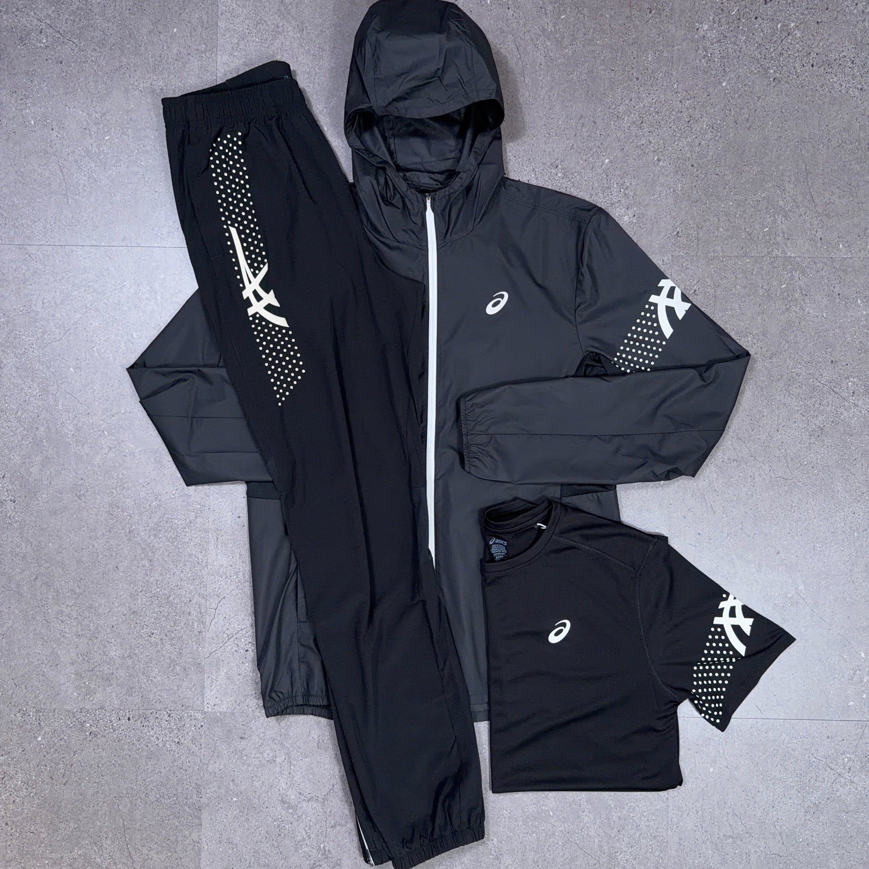 Asics 3 Piece Icon Tracksuit Set Black/White