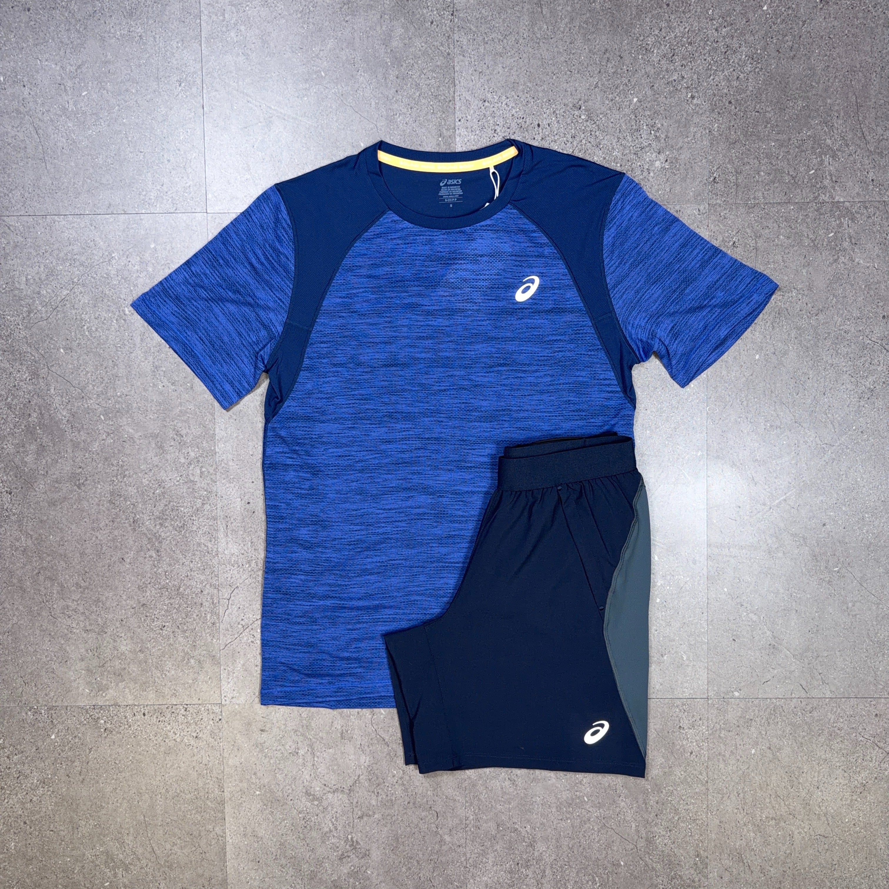 Asics Road T-Shirt/Shorts Set Cobalt/Midnight