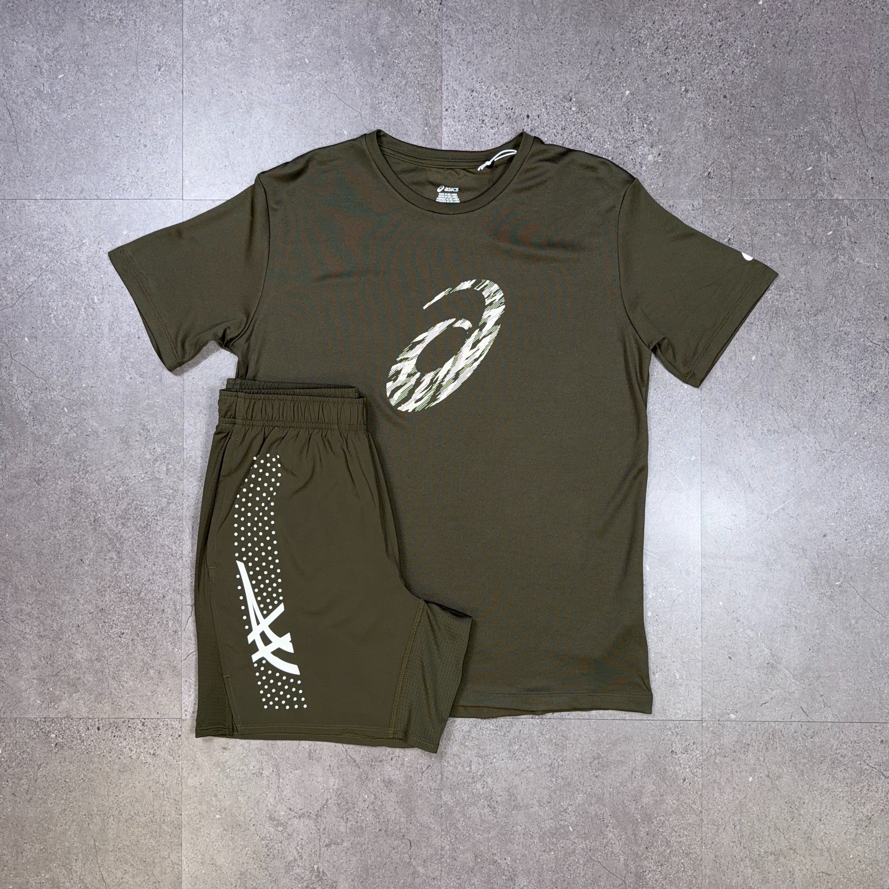 Asics GPX/Icon T-Shirt/Shorts Set Brownstone/White