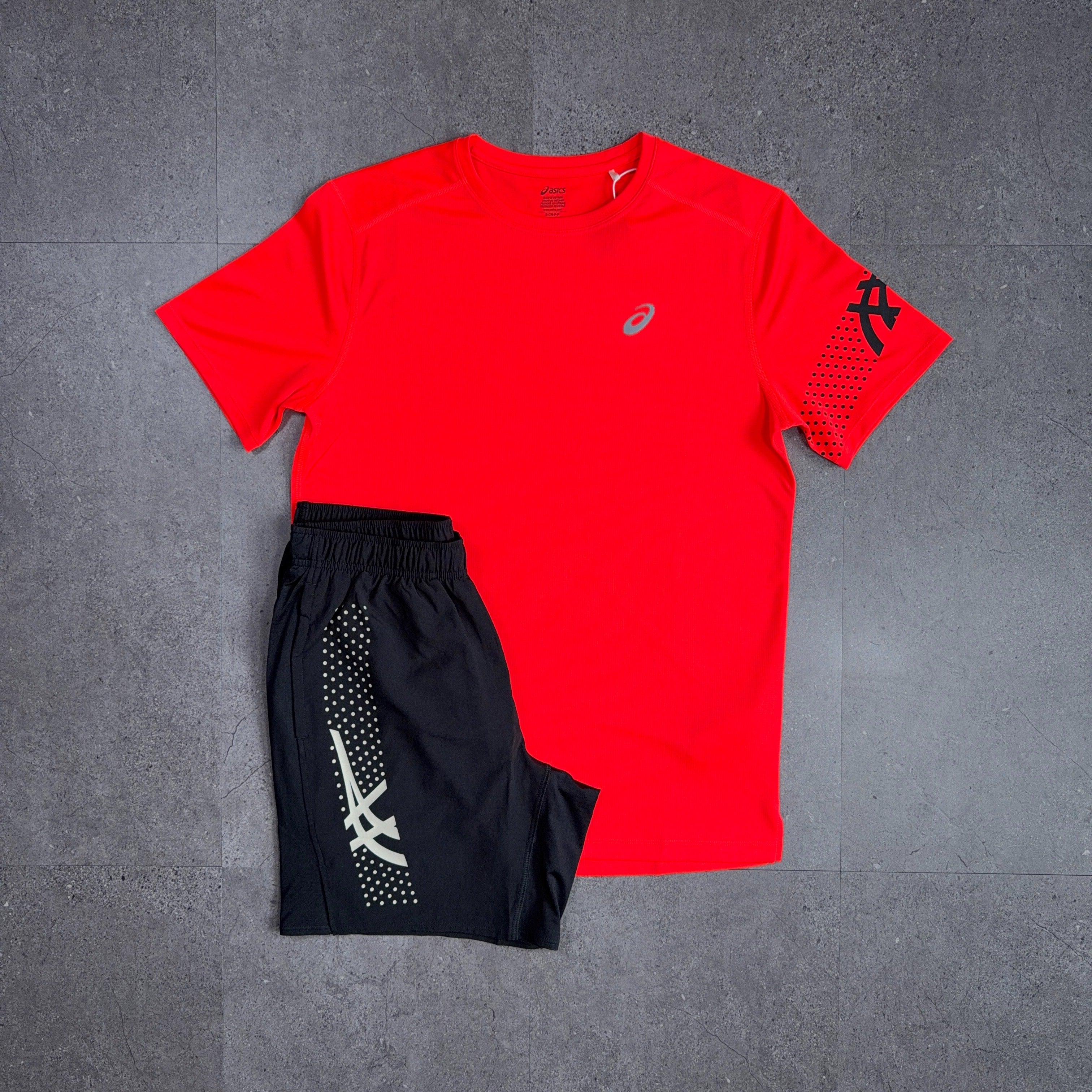 Asics Icon T-Shirt/Shorts Set Flash Red/Black