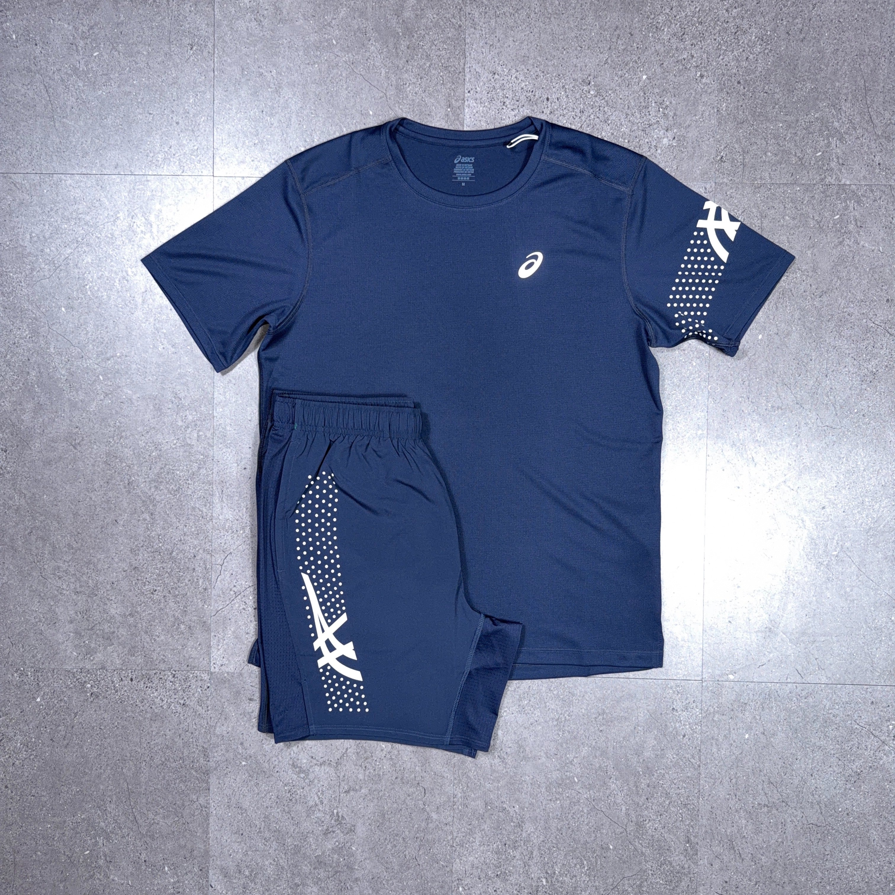 Asics Icon T-Shirt/Shorts Set Midnight/White