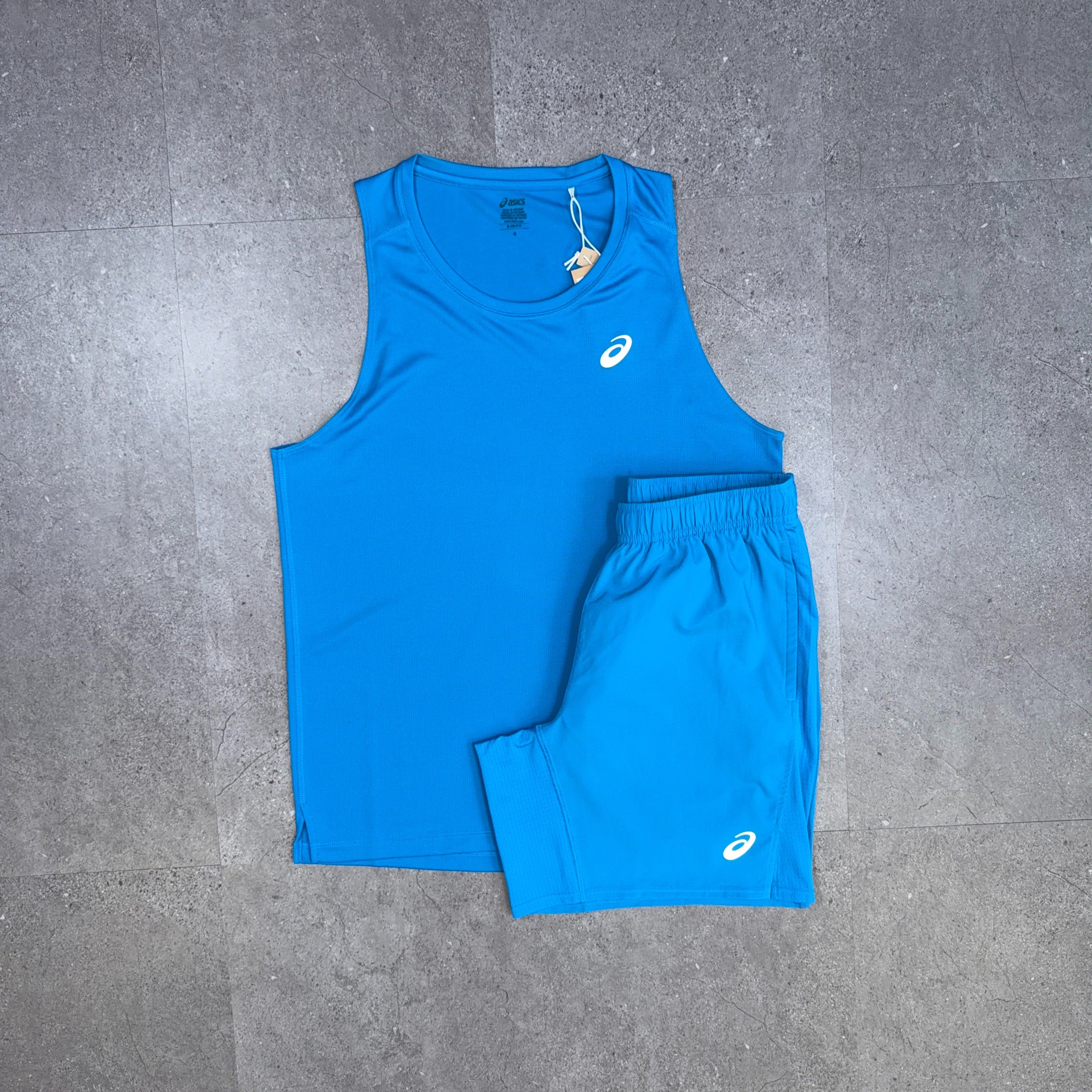 Asics Vest T-Shirt/Shorts Set Aegean Blue