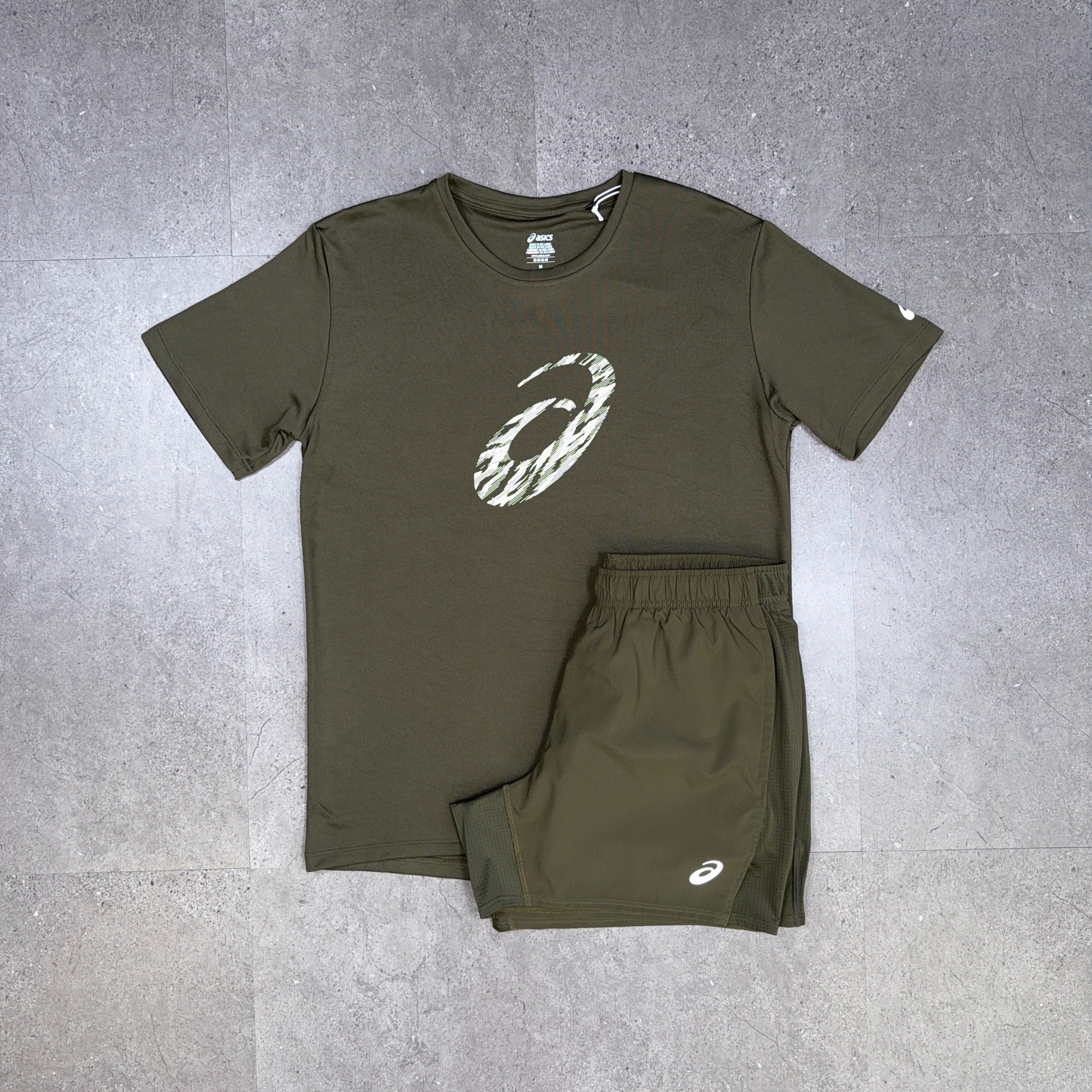 Asics GPX T-Shirt/Shorts Set Brownstone/White
