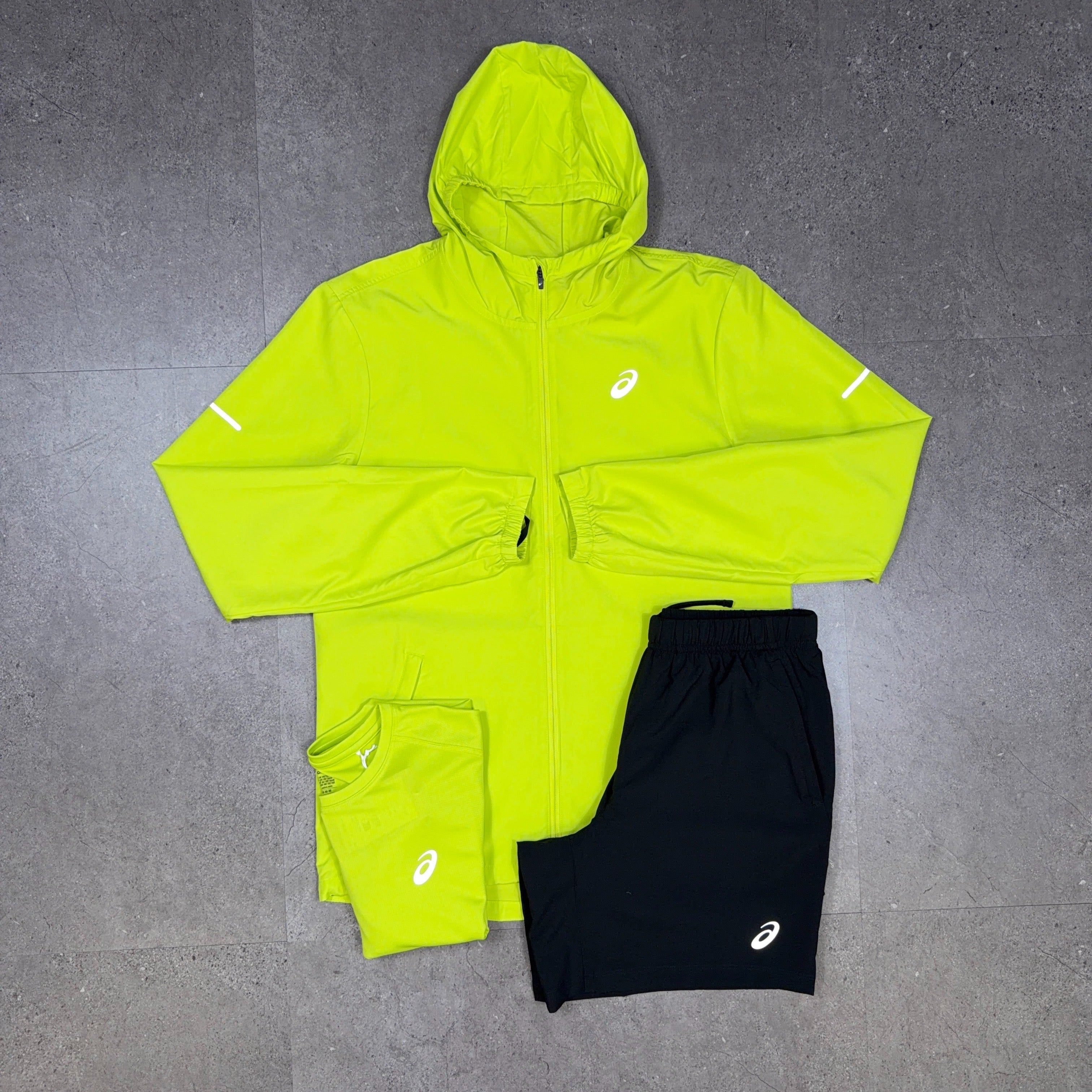 Asics Core 3 Piece Windrunner/Shorts Set Neon/Black