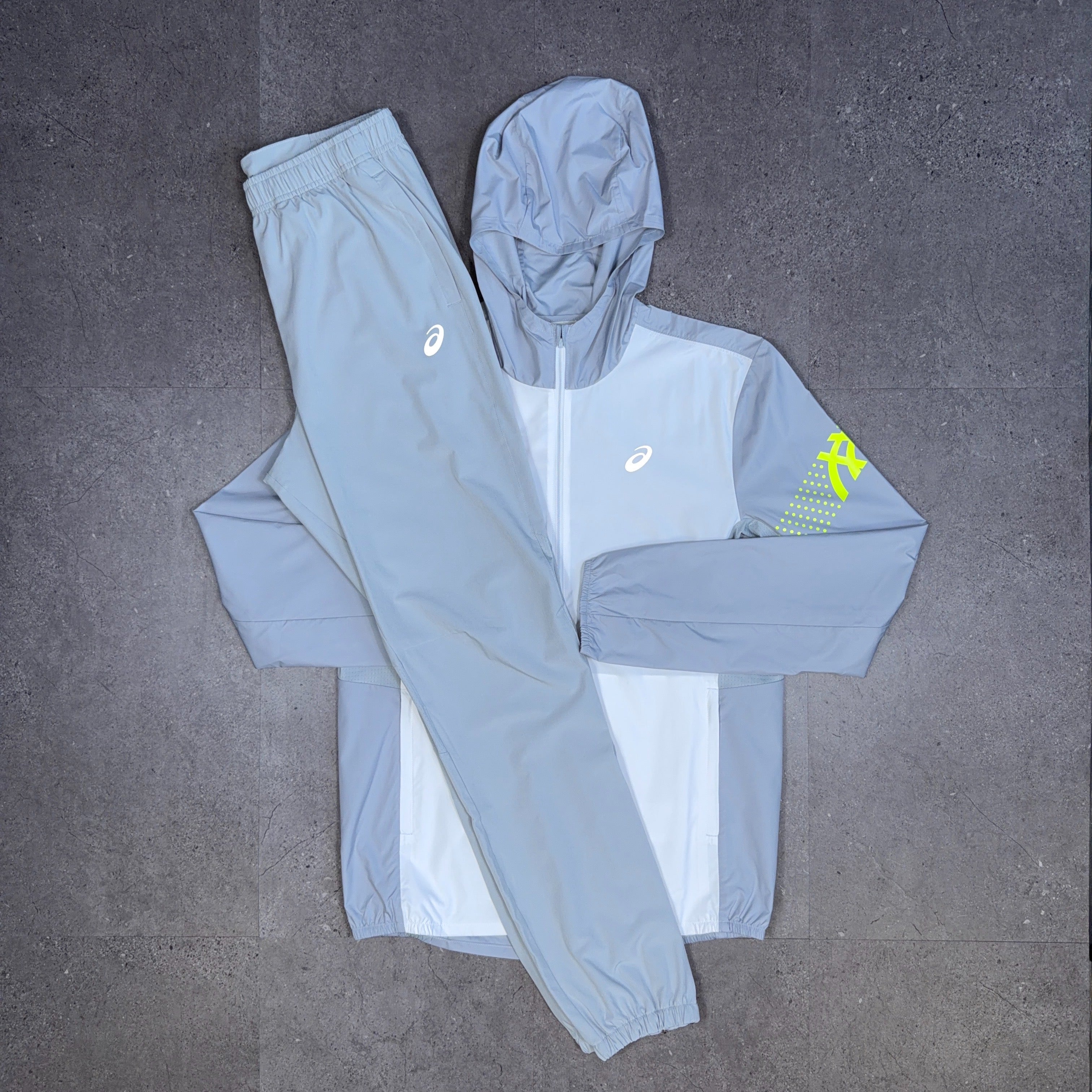 Asics Icon Tracksuit Set Grey/White/Neon