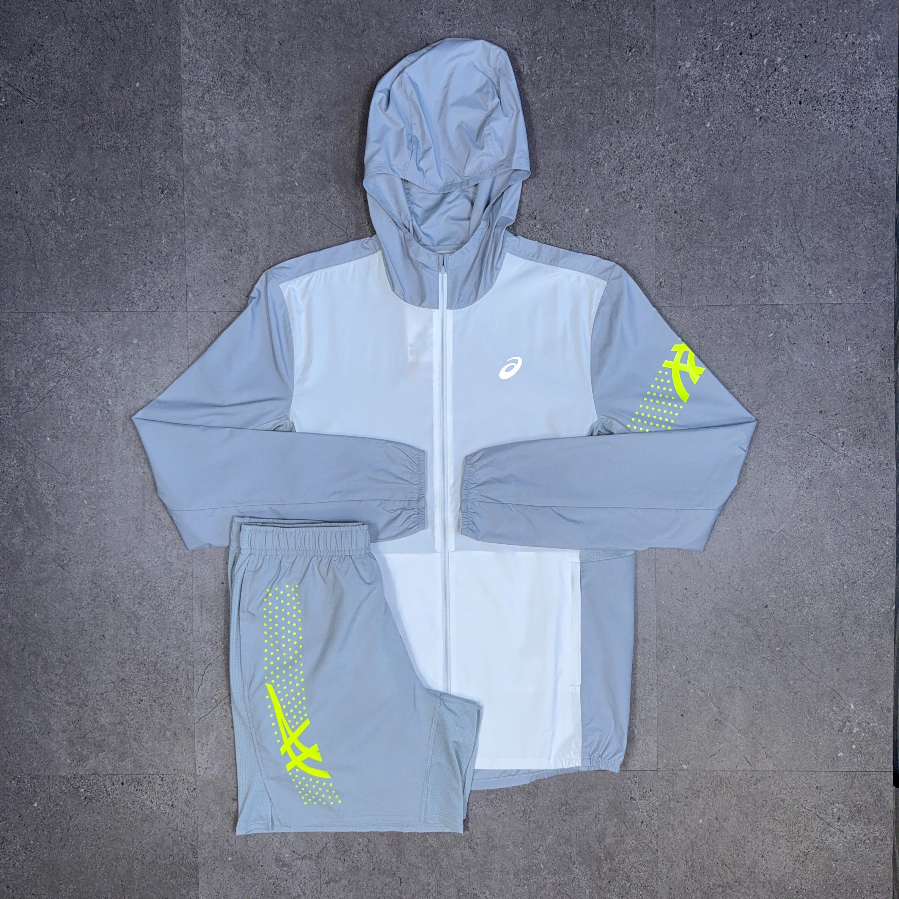 Asics Icon Windrunner/Shorts Set Grey/Neon