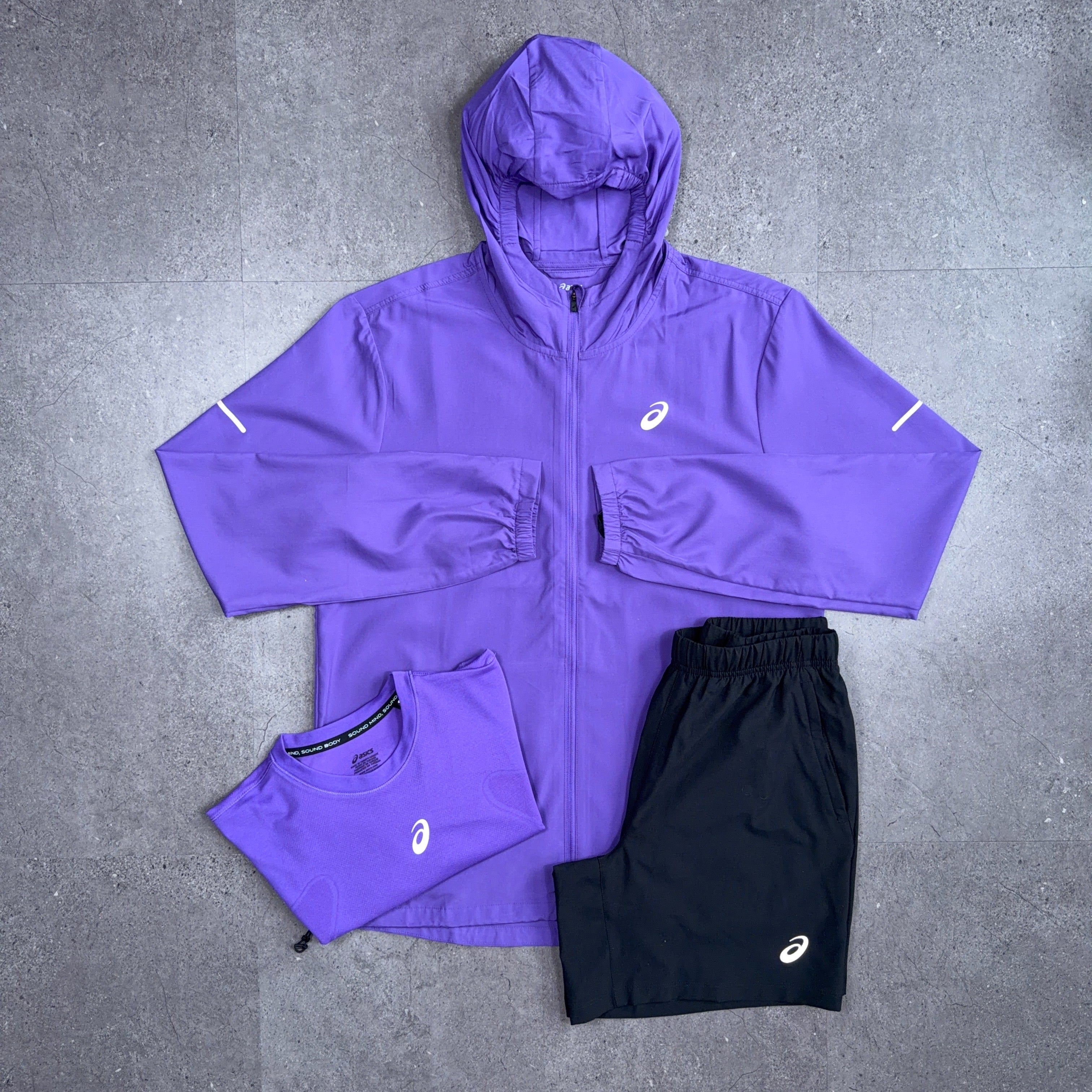 Asics Core/Seamless 3 Piece Windrunner/Shorts Set Edo Purple/Black