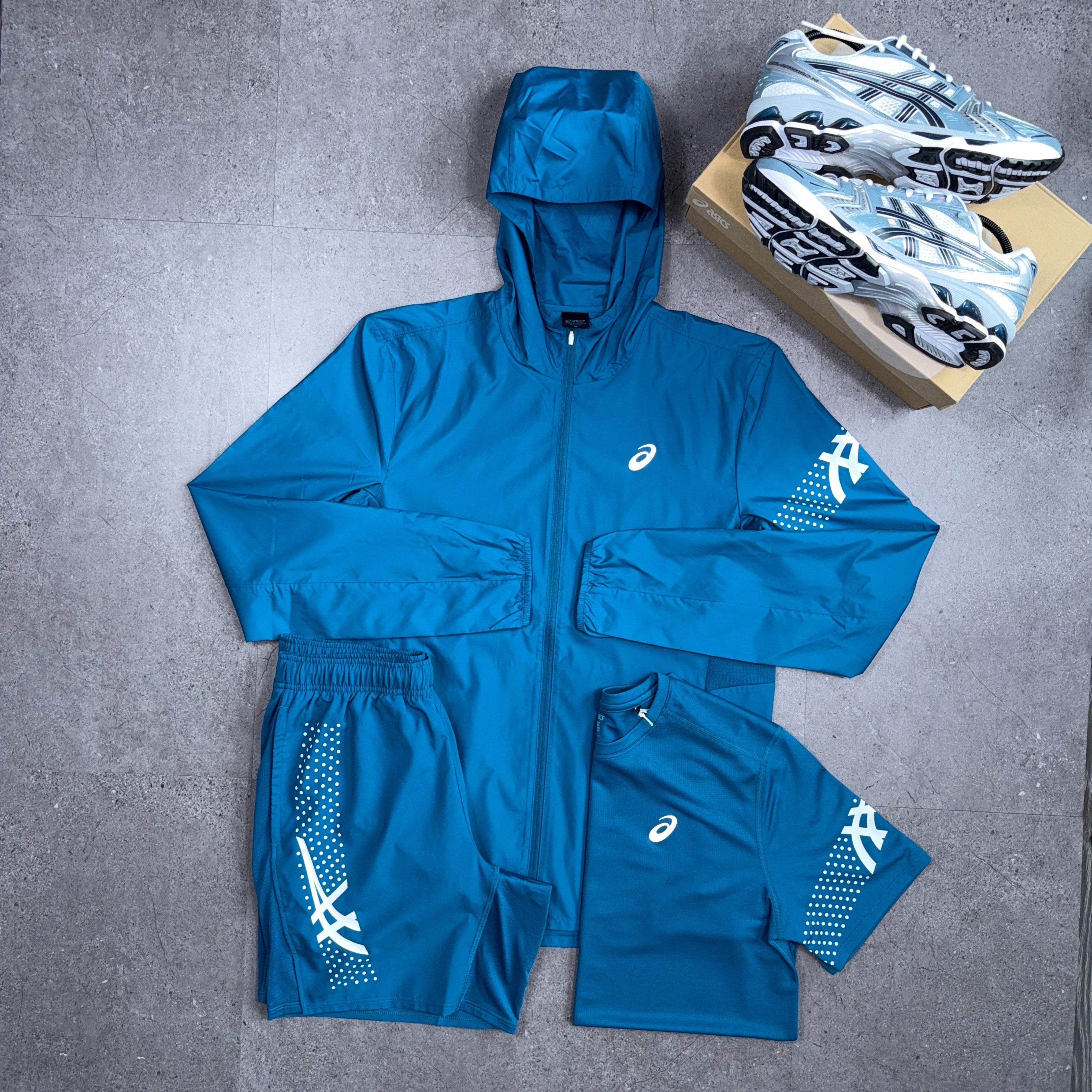 Asics Icon 3 Piece Windrunner/Shorts Set Dark teal