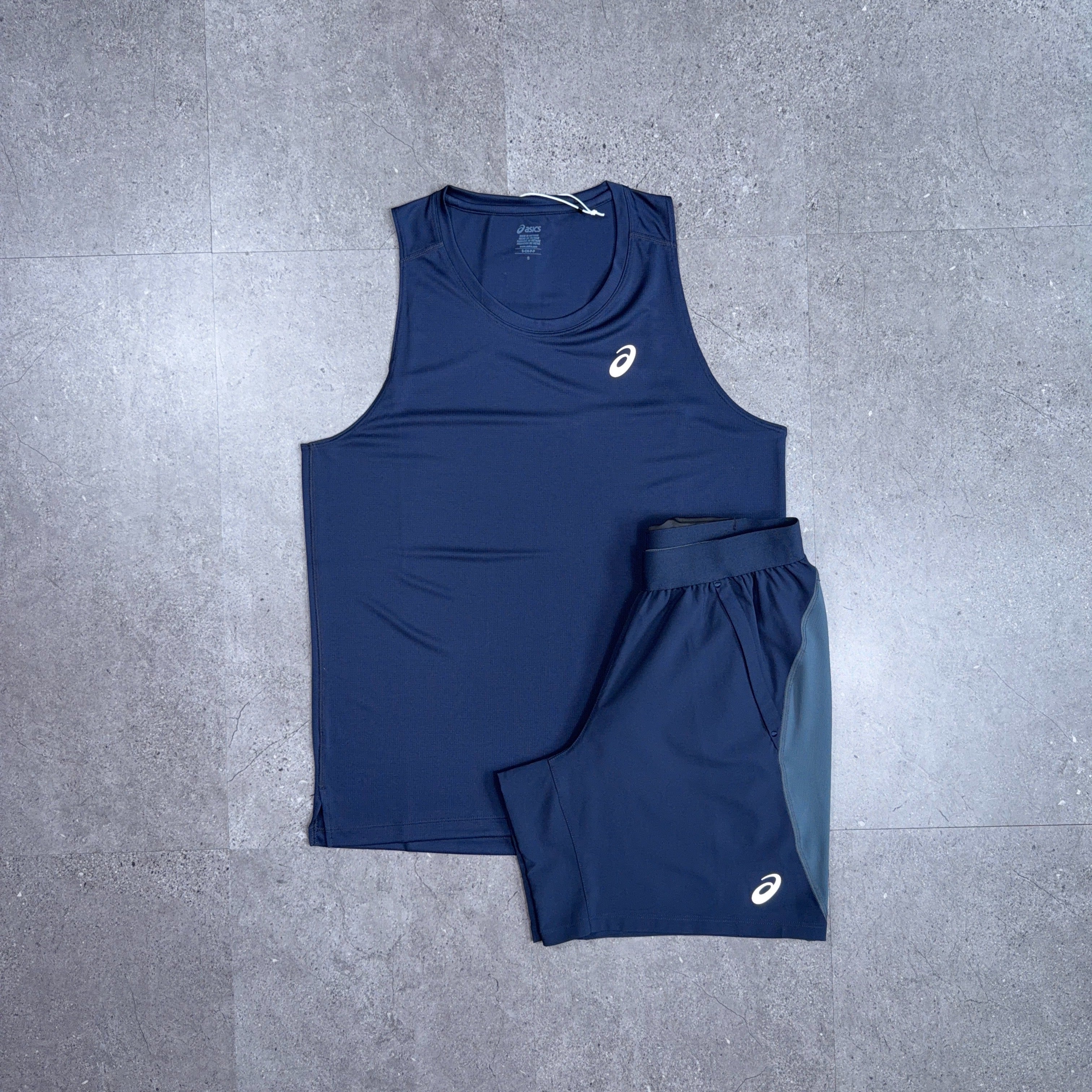 Asics Vest T-Shirt/Shorts Set Midnight