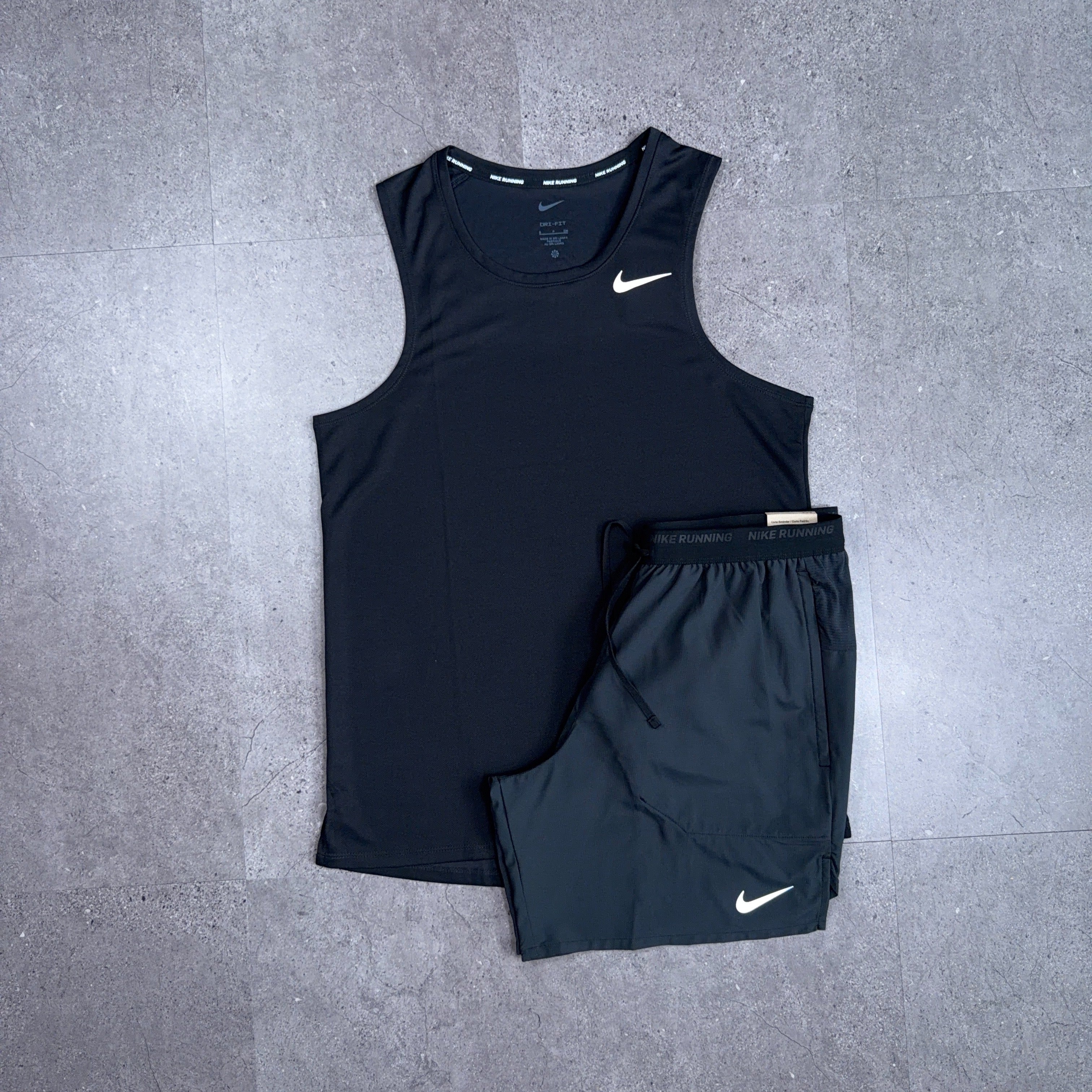 Nike Miler Vest T-Shirt/Shorts Set Black