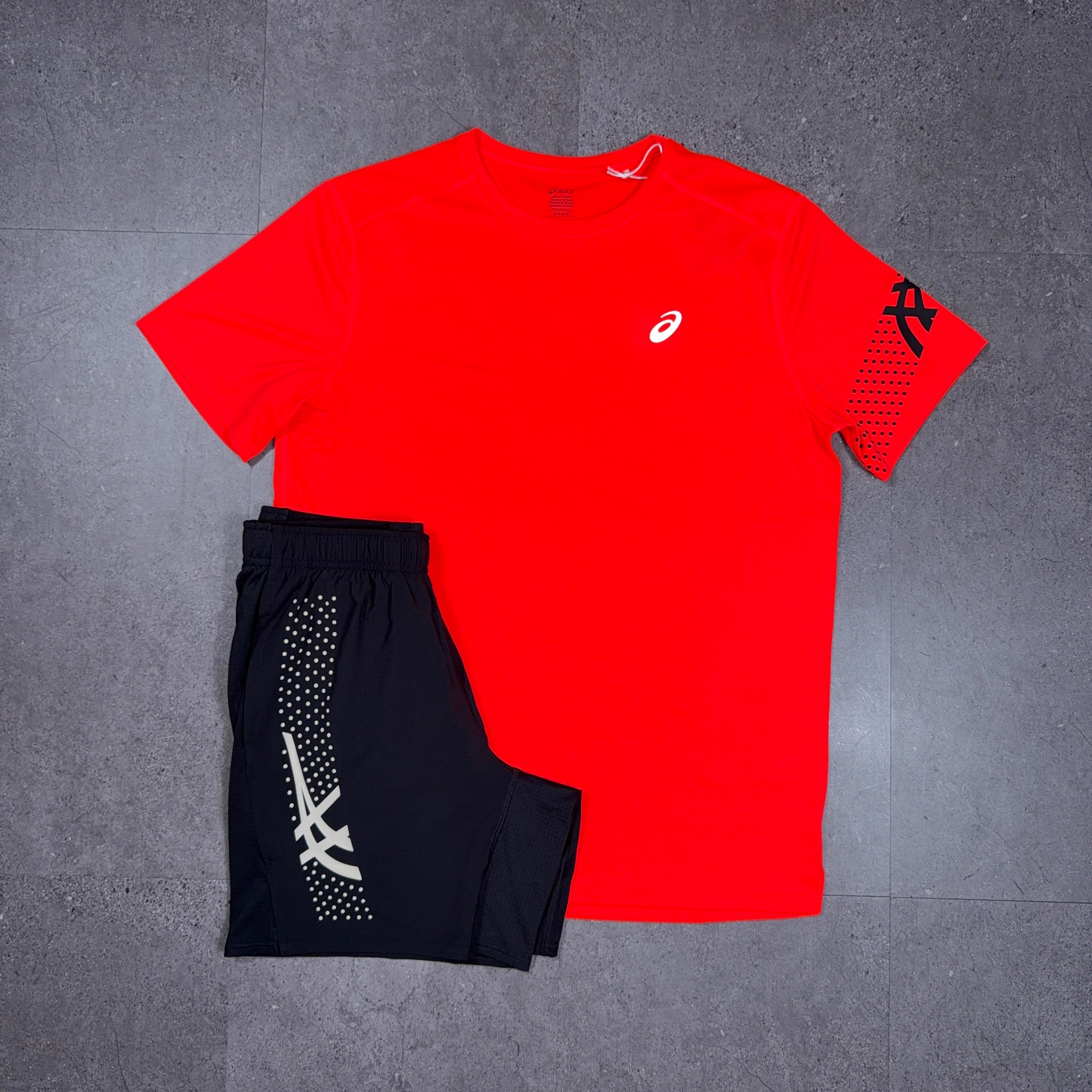 Asics Icon T-Shirt/Shorts Set Flash Red/Black
