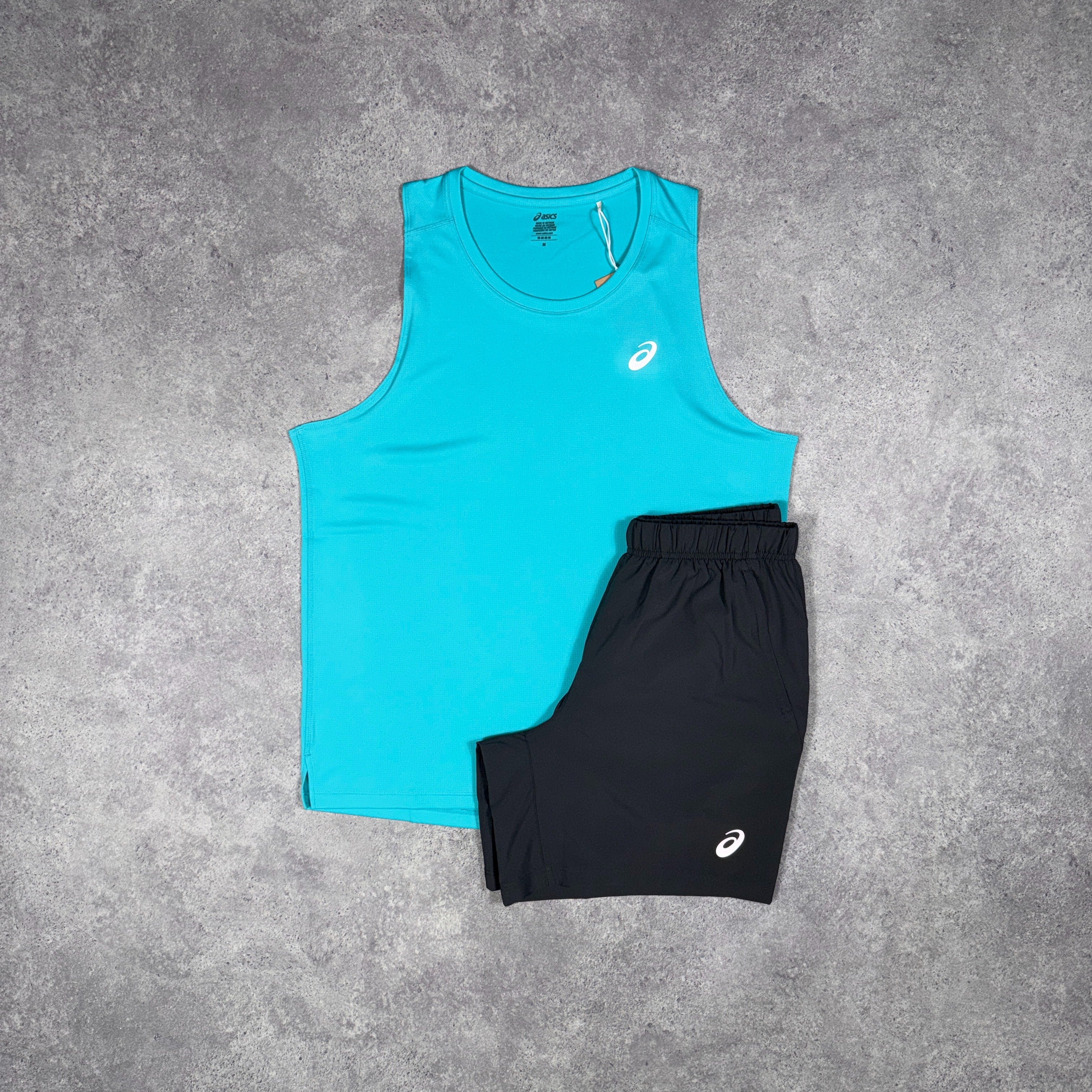 Asics Vest T-Shirt/Shorts Set Energy Aqua/Grey