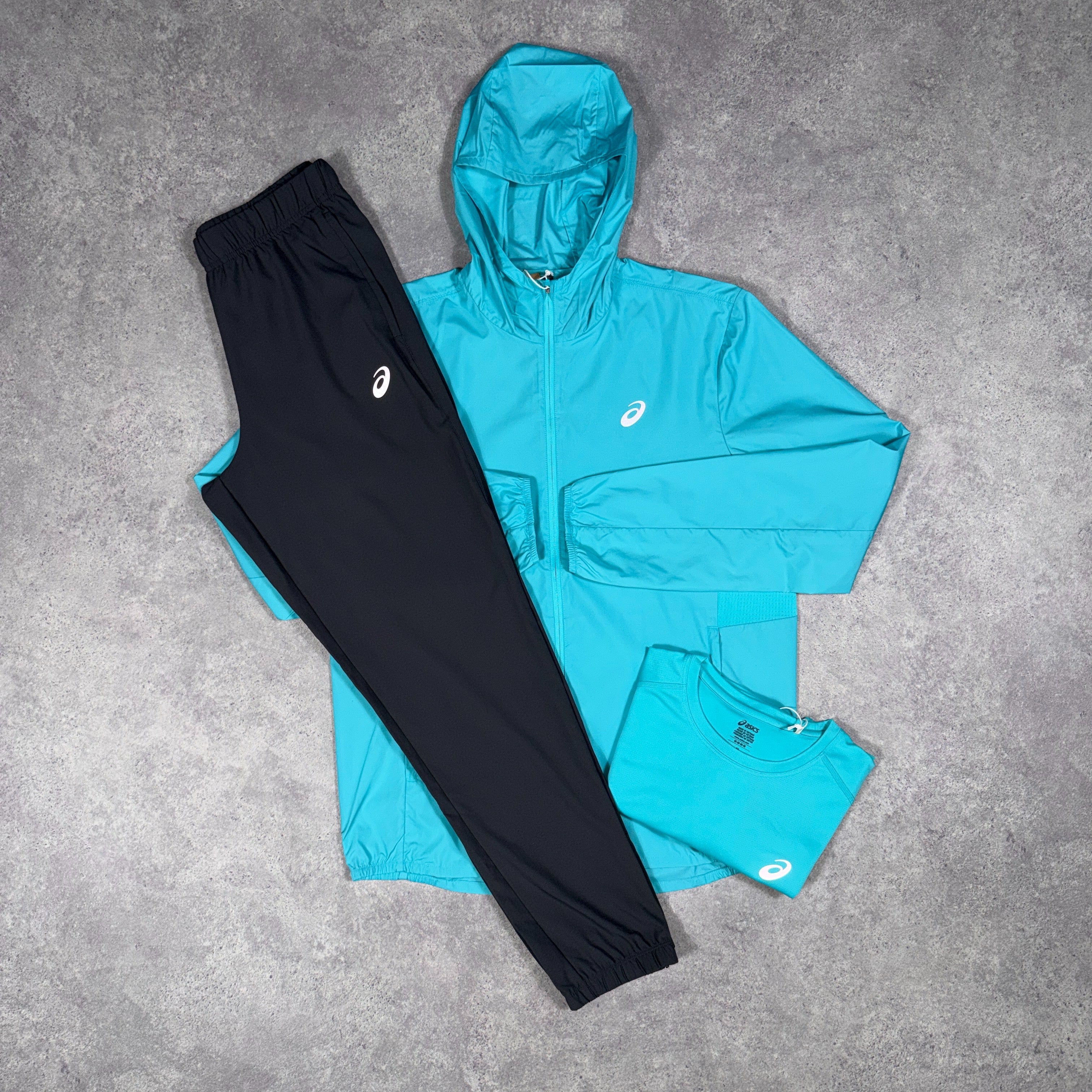Asics 3 piece Core Tracksuit Set Energy Aqua/Grey