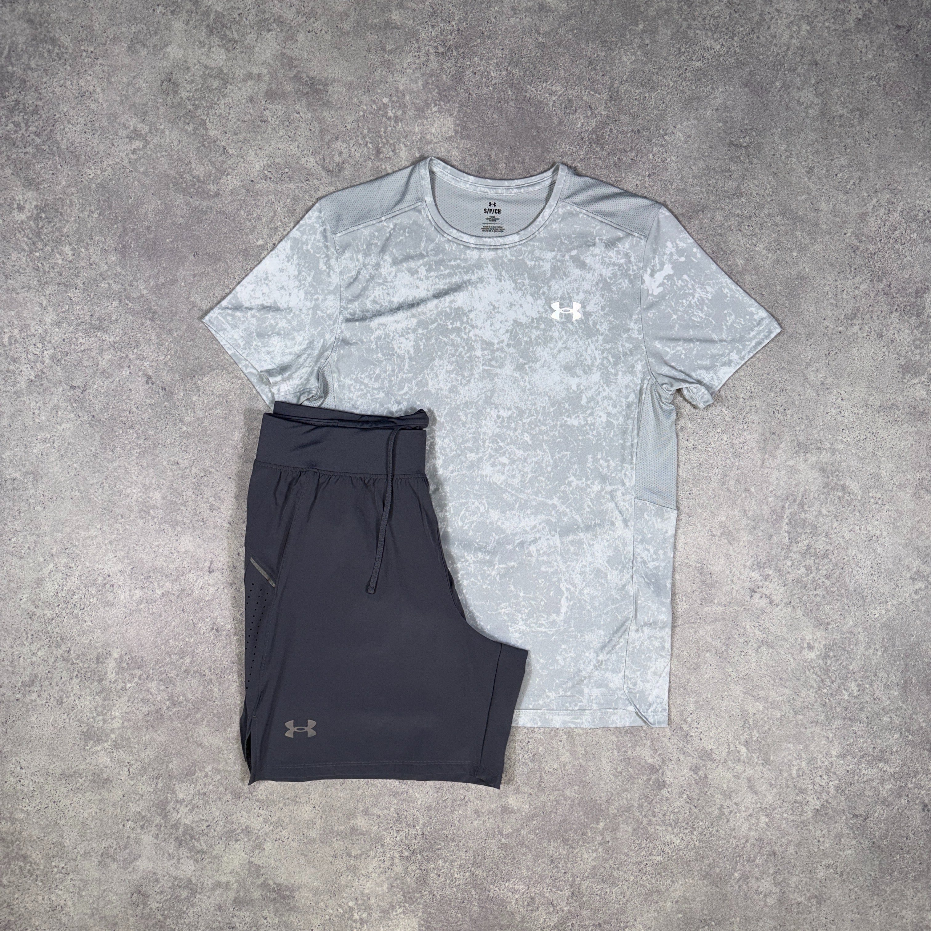 Under Armour Speed Stride T-Shirt/Shorts Set Grey/White
