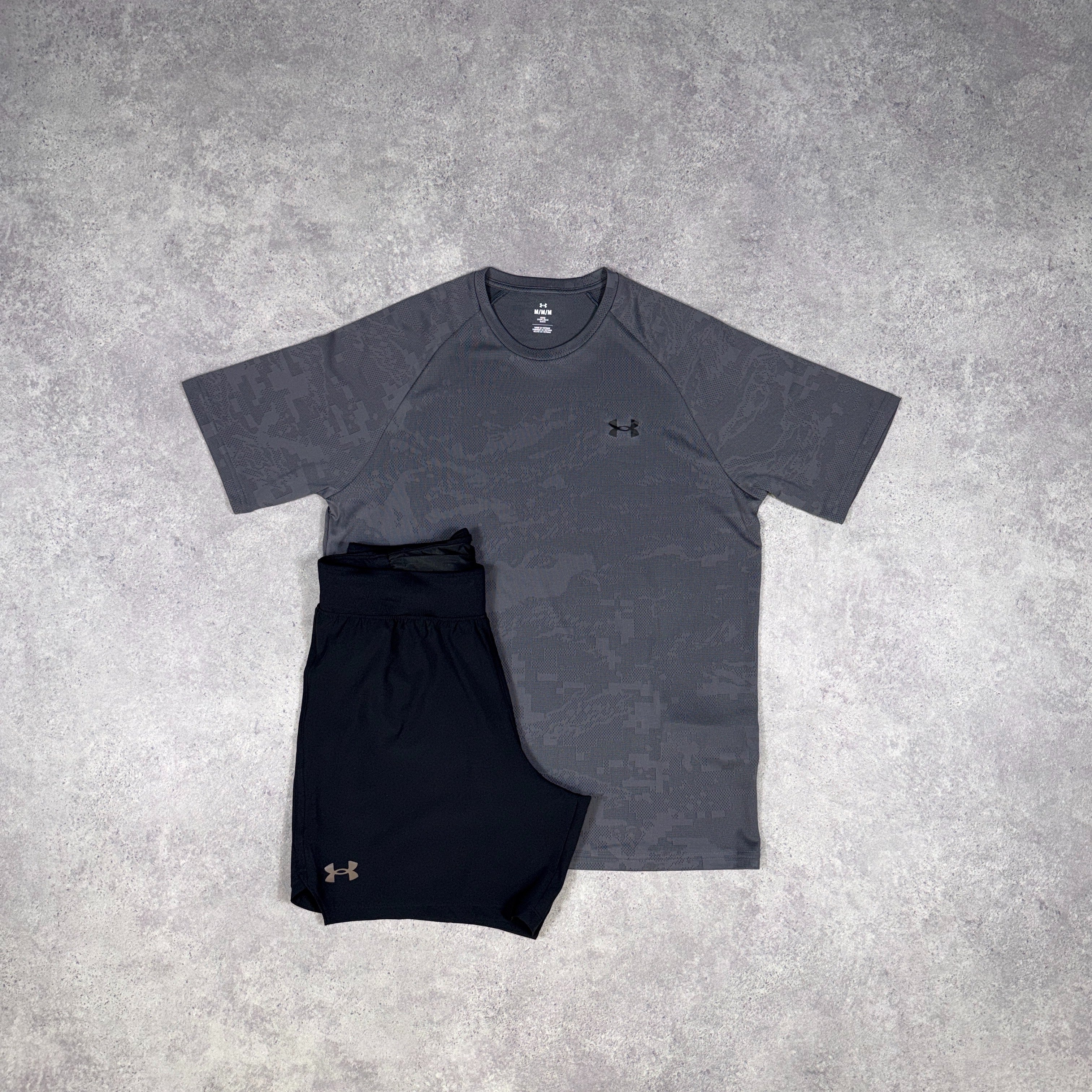 Under Armour Velocity Jacquard T-Shirt/Shorts Set Grey/Black