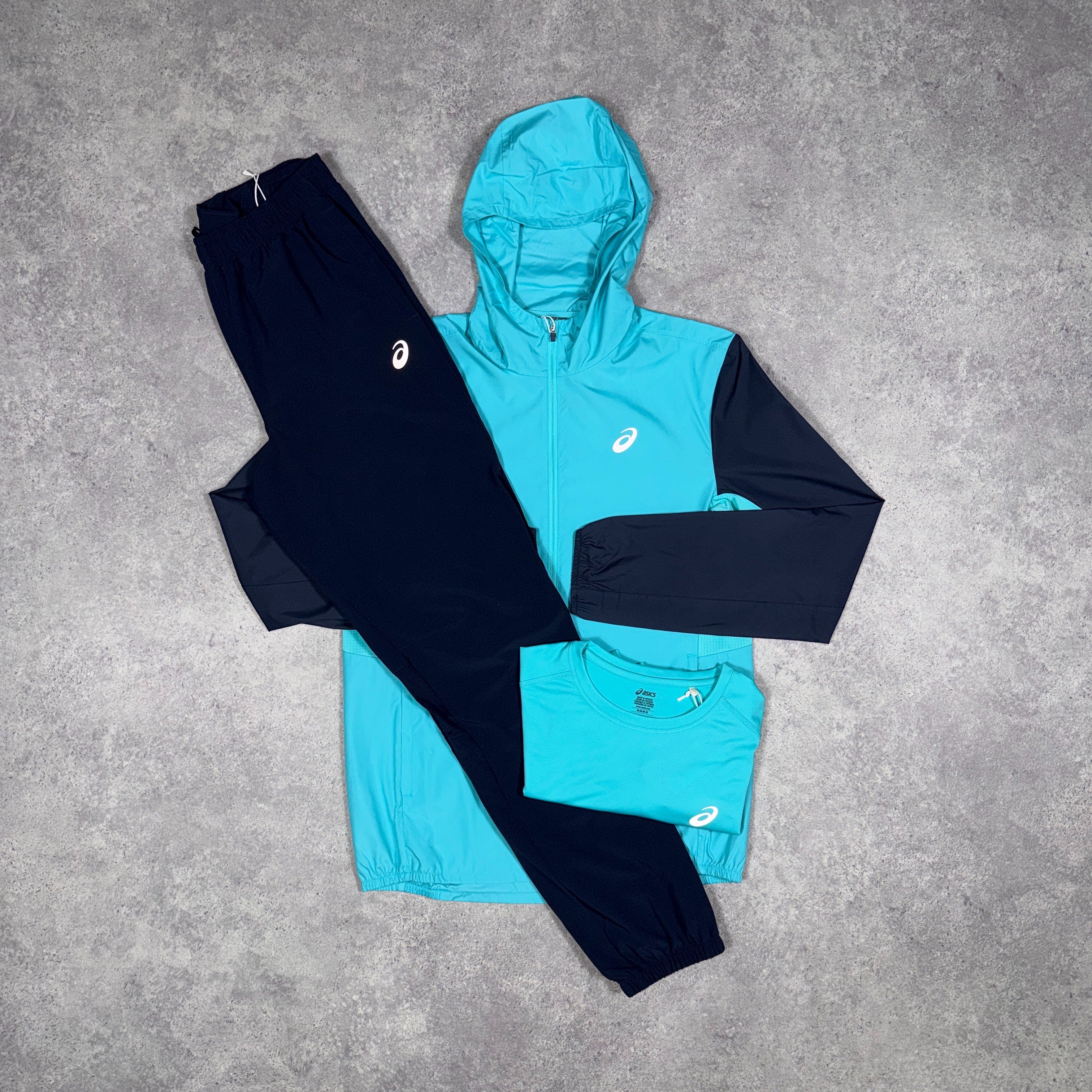 Asics 3 Piece Core Tracksuit Set Energy Aqua/Midnight